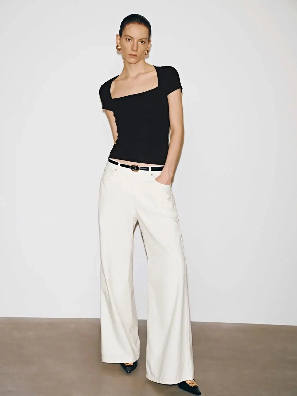 13171-viscose-cotton-blend-square-neck-ruched-skinny-fit-t-shirt-4.webp Viscose Cotton Blend Square Neck Ruched Skinny Fit T Shirt