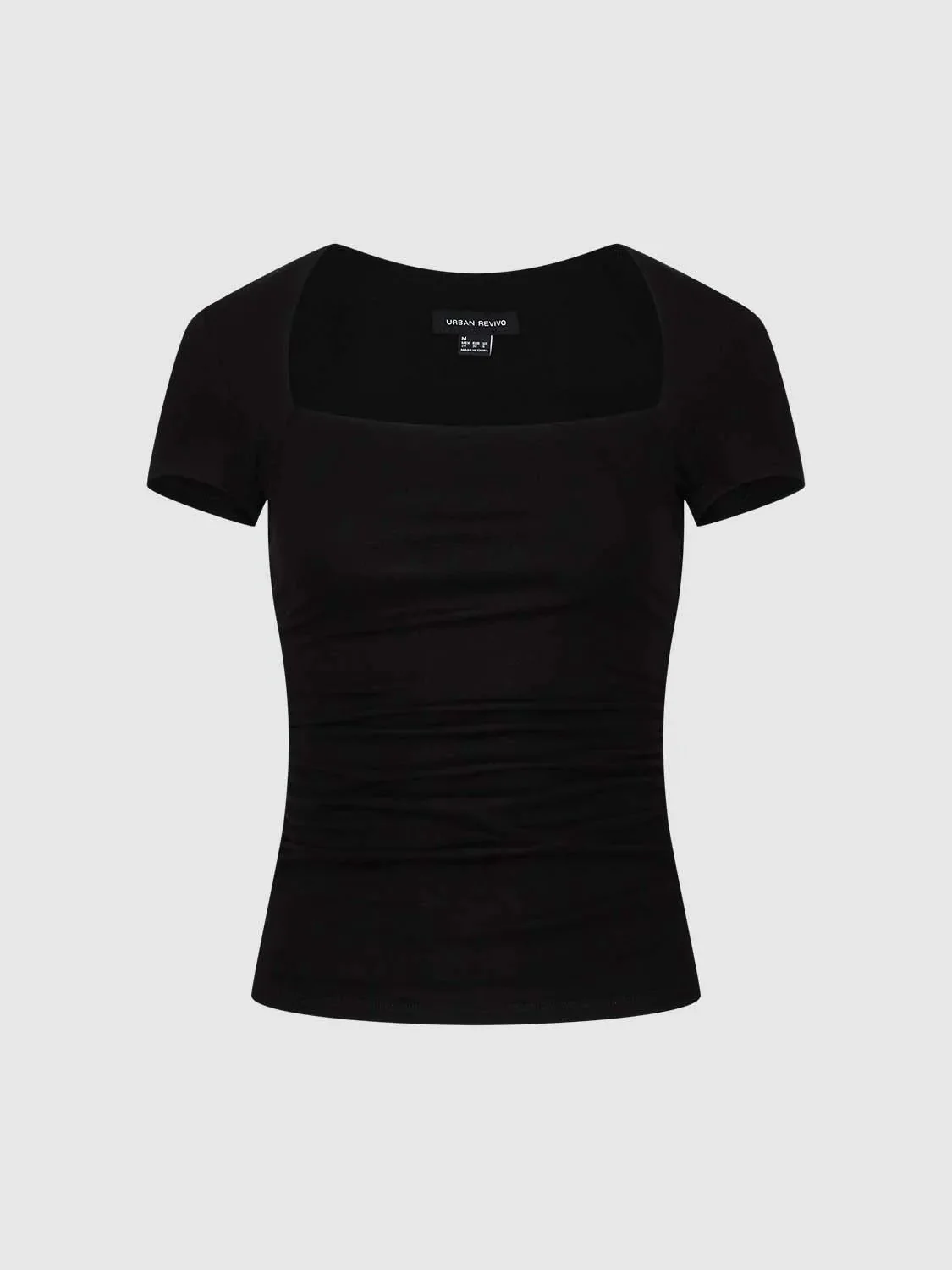 13171-viscose-cotton-blend-square-neck-ruched-skinny-fit-t-shirt-7.webp Viscose Cotton Blend Square Neck Ruched Skinny Fit T Shirt