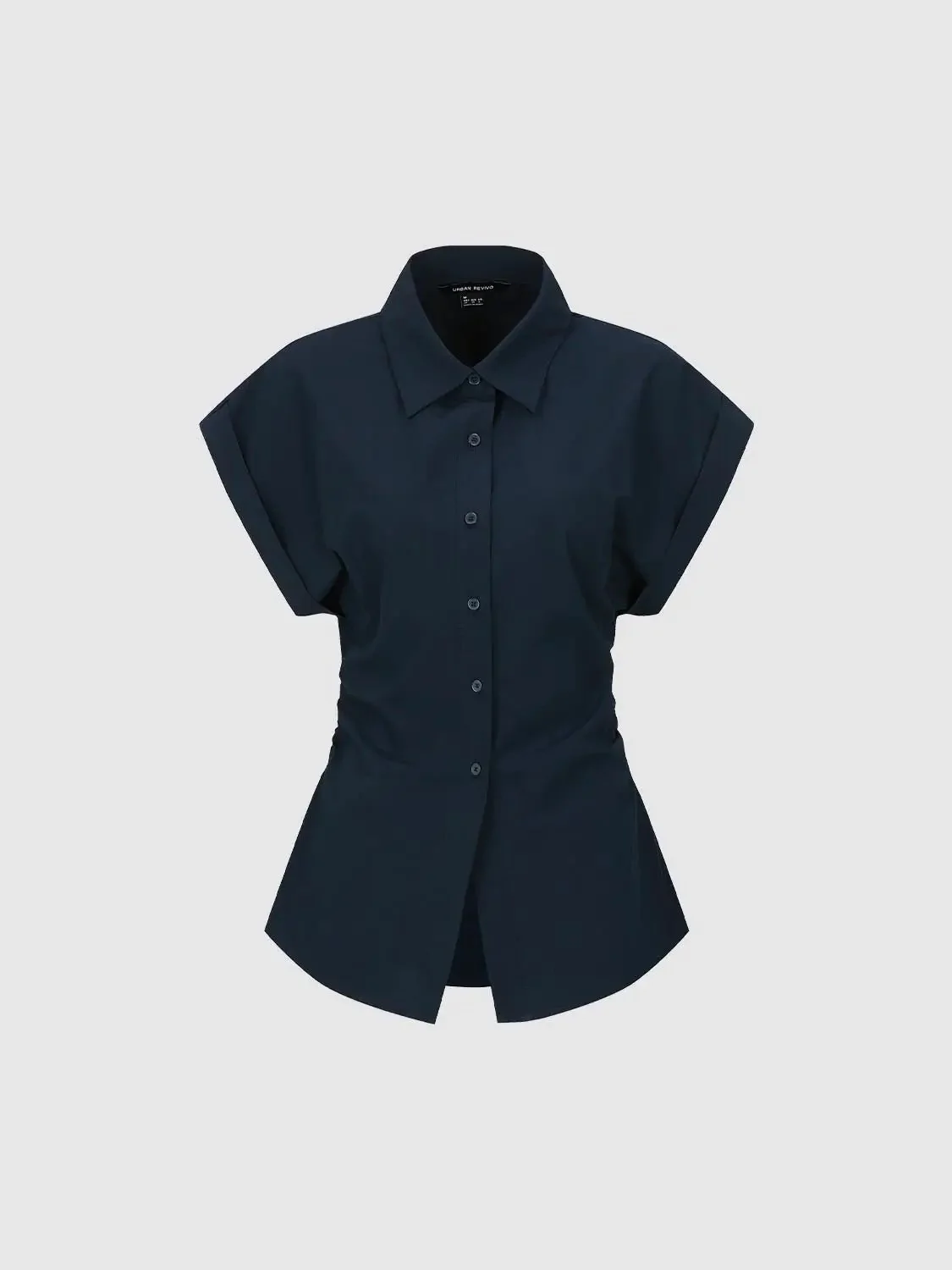 Nipped Waist Cap Short Sleeve Shirts