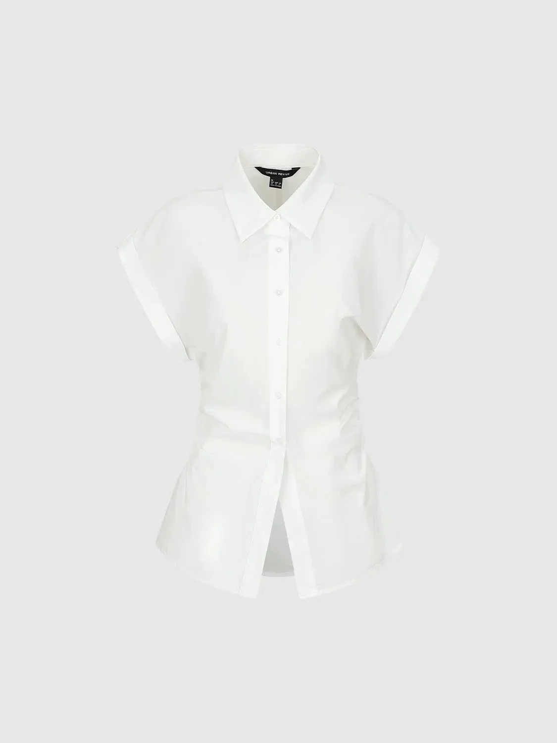 Nipped Waist Cap Short Sleeve Shirts