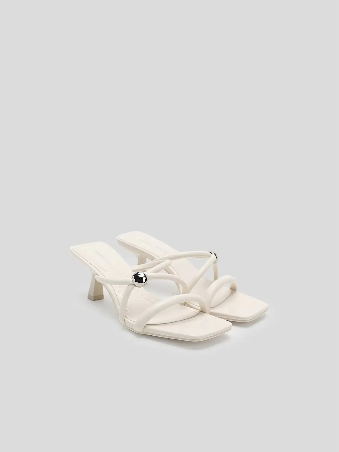 Faux Leather Heeled Slippers