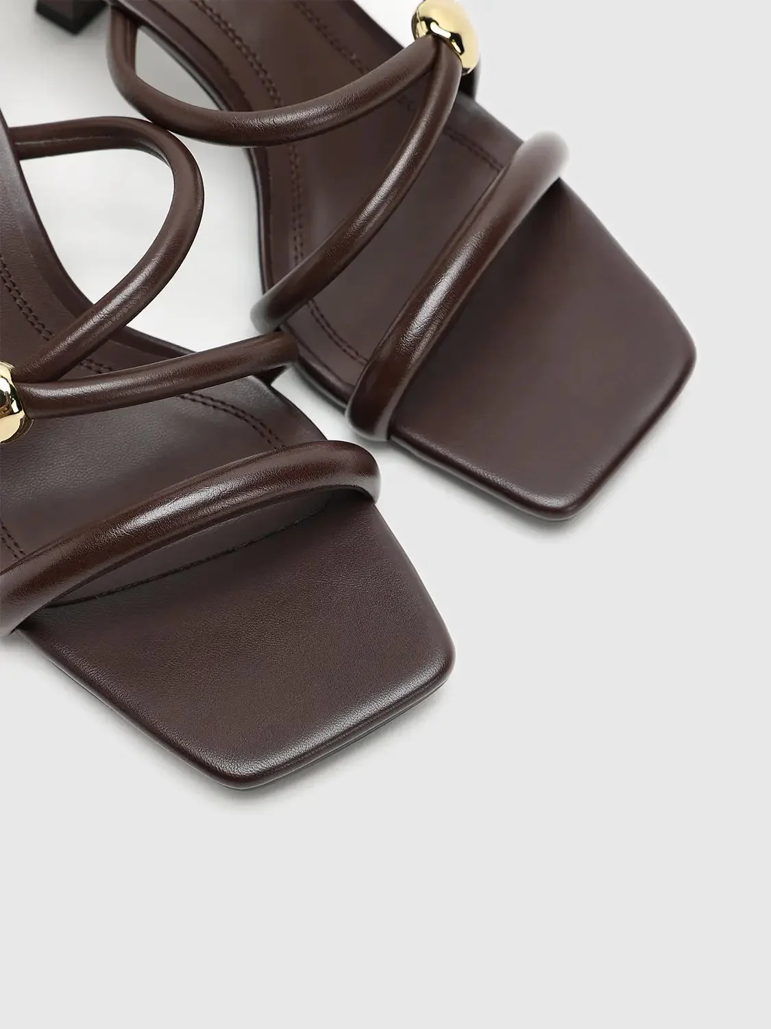Faux Leather Heeled Slippers