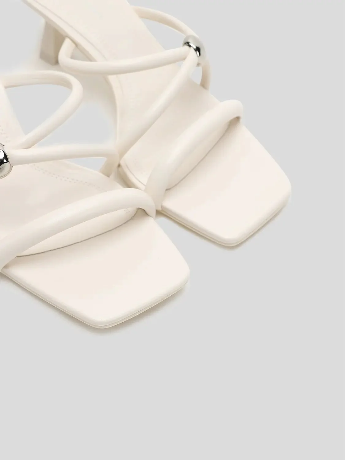 Faux Leather Heeled Slippers