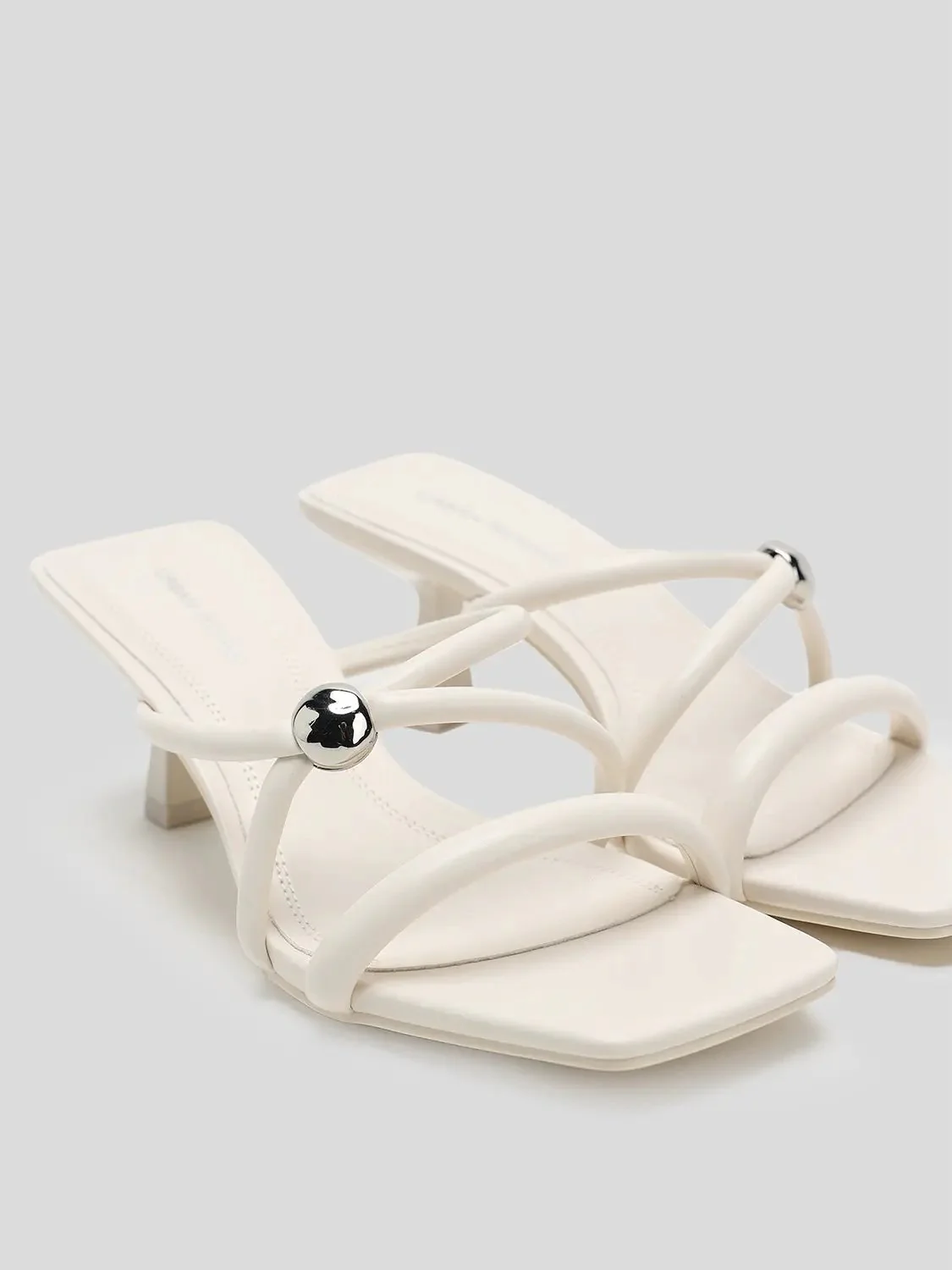 Faux Leather Heeled Slippers