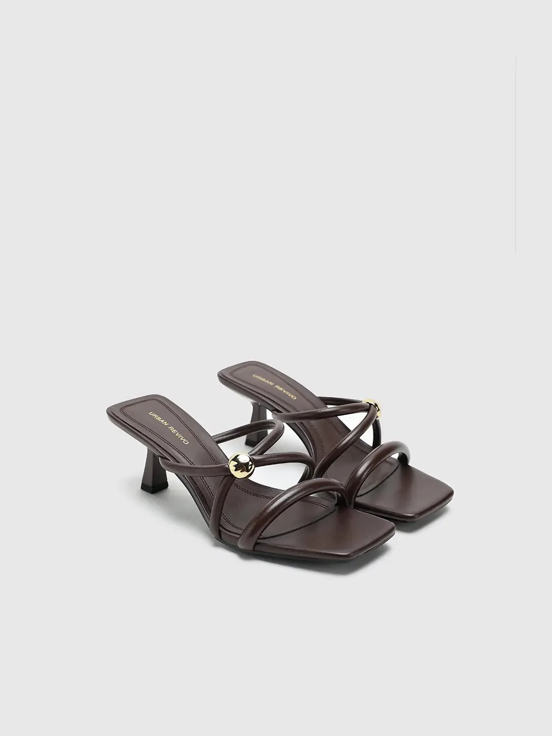 Faux Leather Heeled Slippers