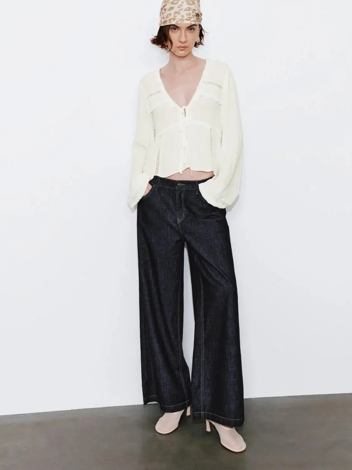 13245-viscose-ruffle-trim-v-neck-lace-up-overhead-shirt-5.webp Viscose Ruffle Trim V-Neck Lace Up Overhead Shirt