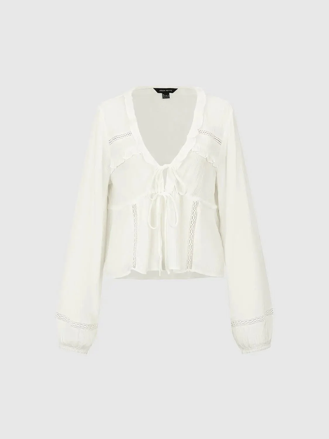 13245-viscose-ruffle-trim-v-neck-lace-up-overhead-shirt-7.webp Viscose Ruffle Trim V-Neck Lace Up Overhead Shirt