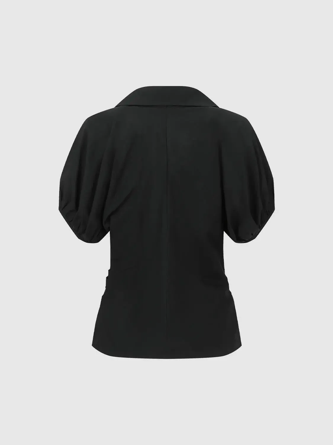 Cotton V Neck Puff Sleeve Shirt
