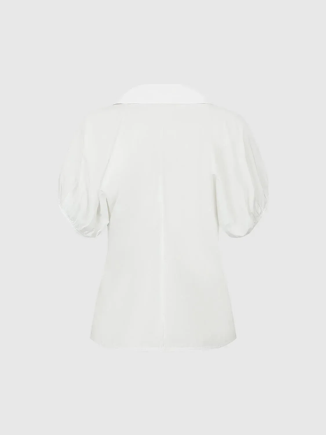 Cotton V Neck Puff Sleeve Shirt