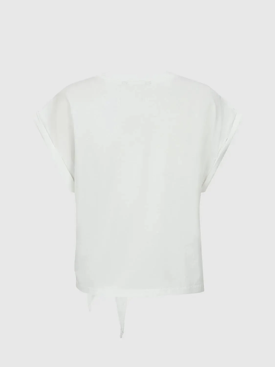 Cotton Embroidered Tie Knot Asymmetric T Shirt