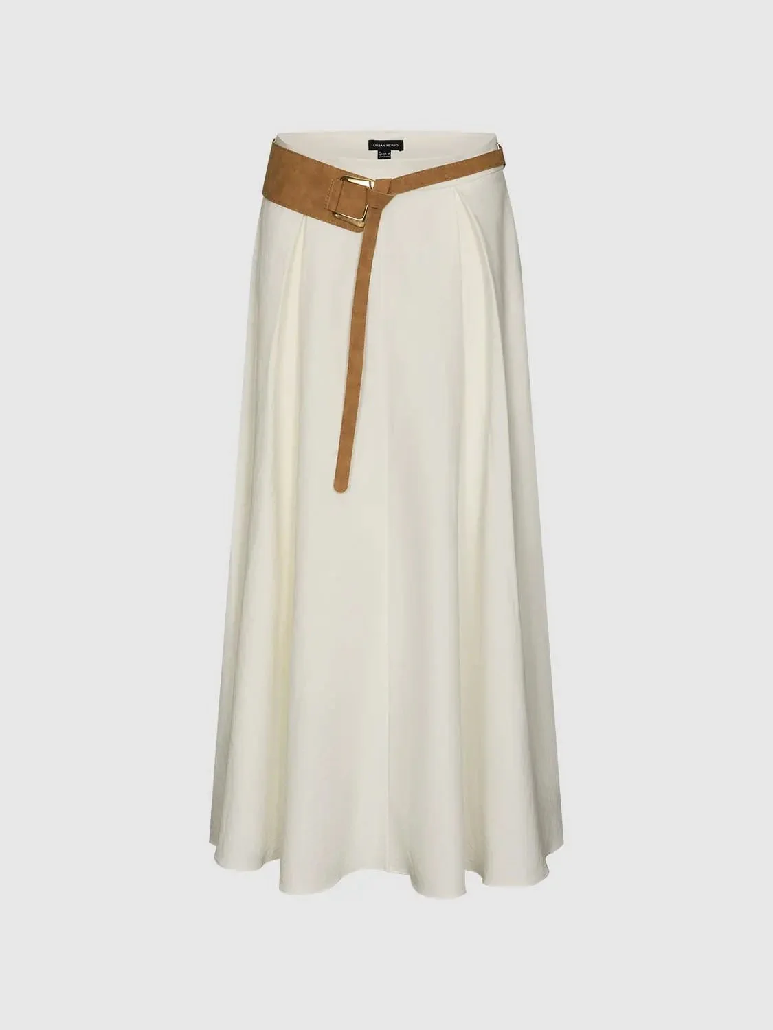 Viscose Lyocell Blend Boho Belted A-Line Midi Skirts