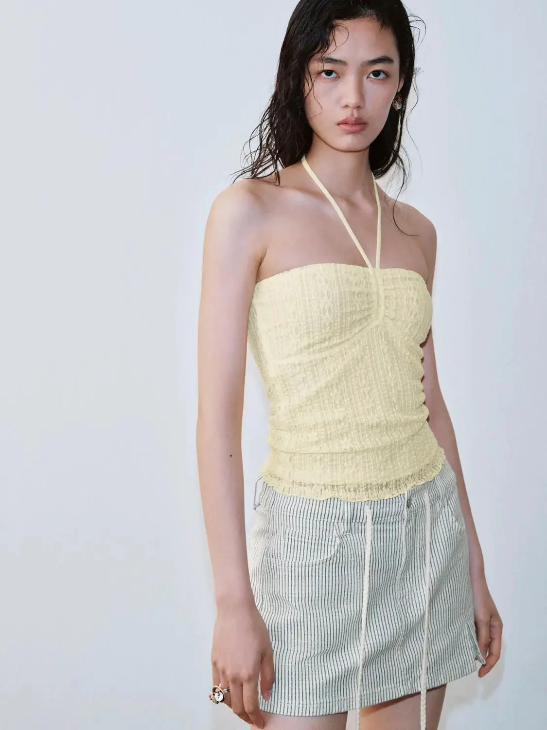 Halter Neck Bandeau Tops With Lightweight Slight Stretch Fabric