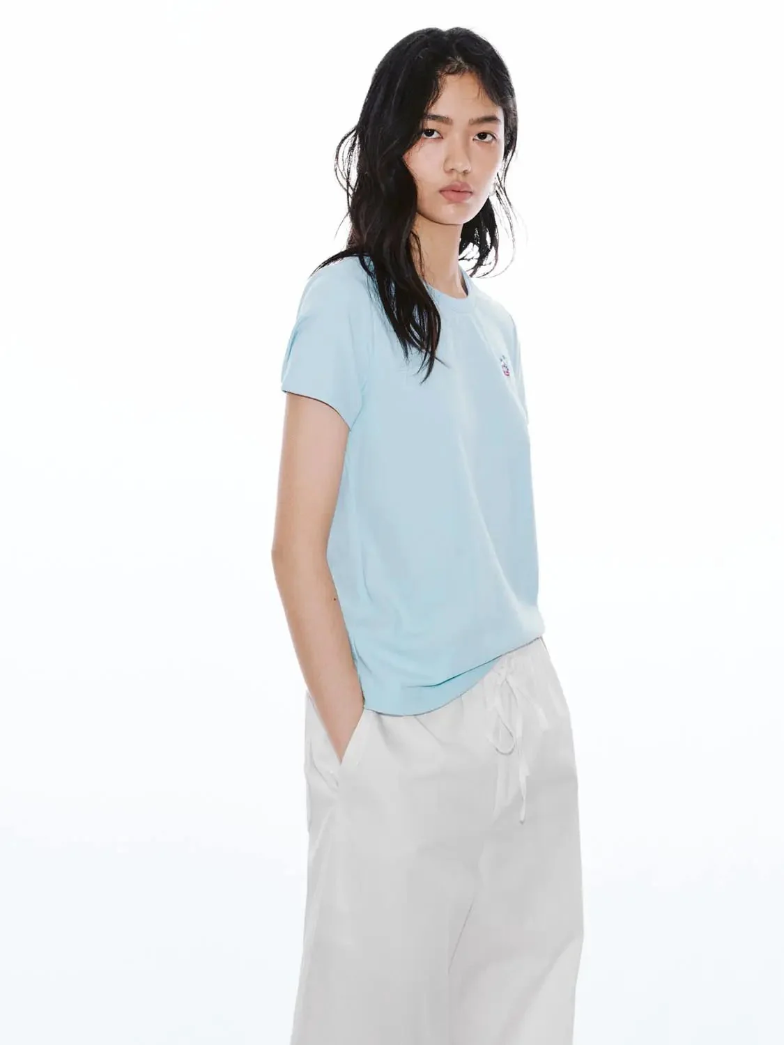 13447-cotton-blend-embroidered-crew-neck-t-shirt-2.webp Cotton Blend Embroidered Crew Neck T Shirt
