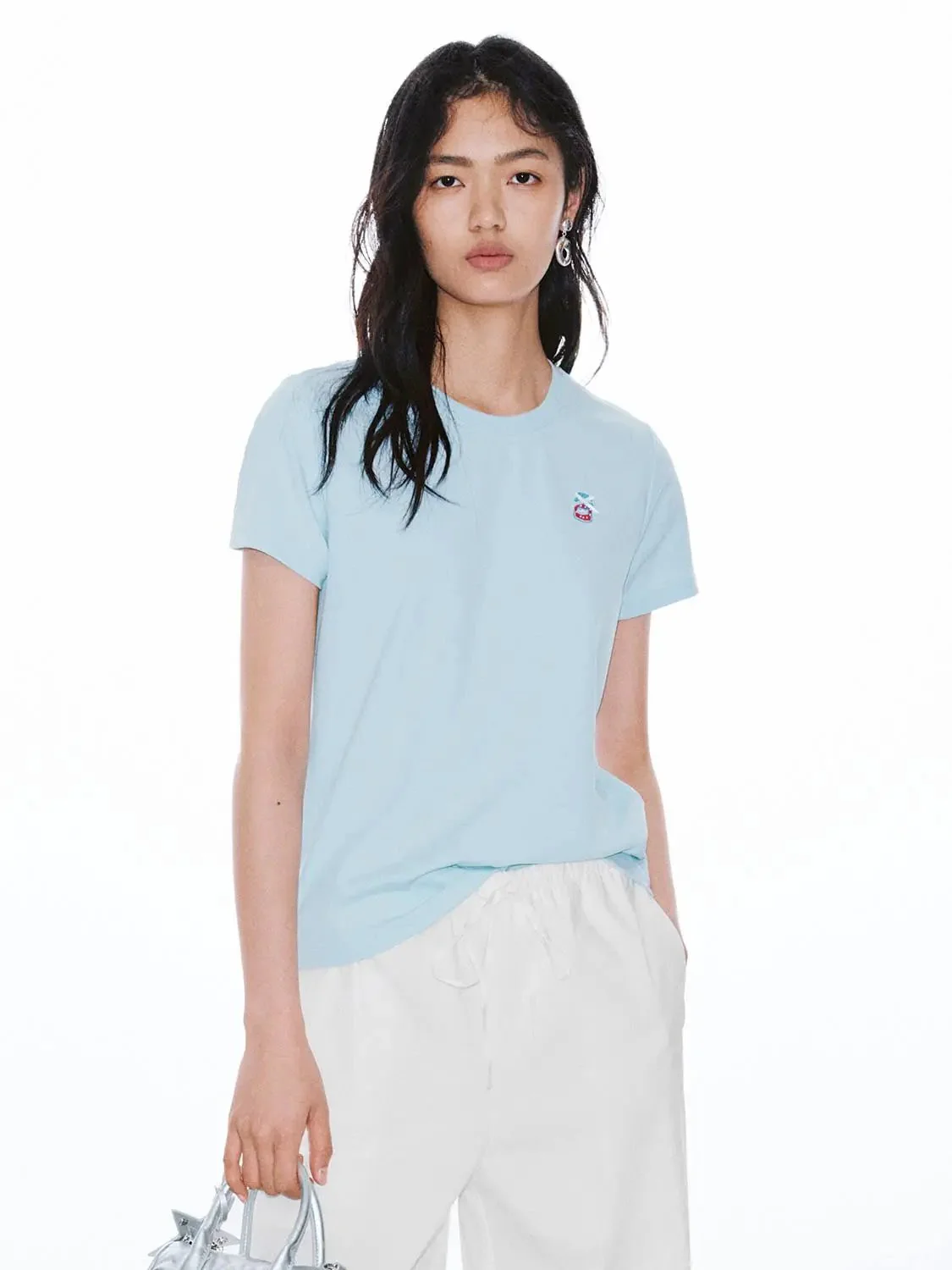 13447-cotton-blend-embroidered-crew-neck-t-shirt-9.webp Cotton Blend Embroidered Crew Neck T Shirt