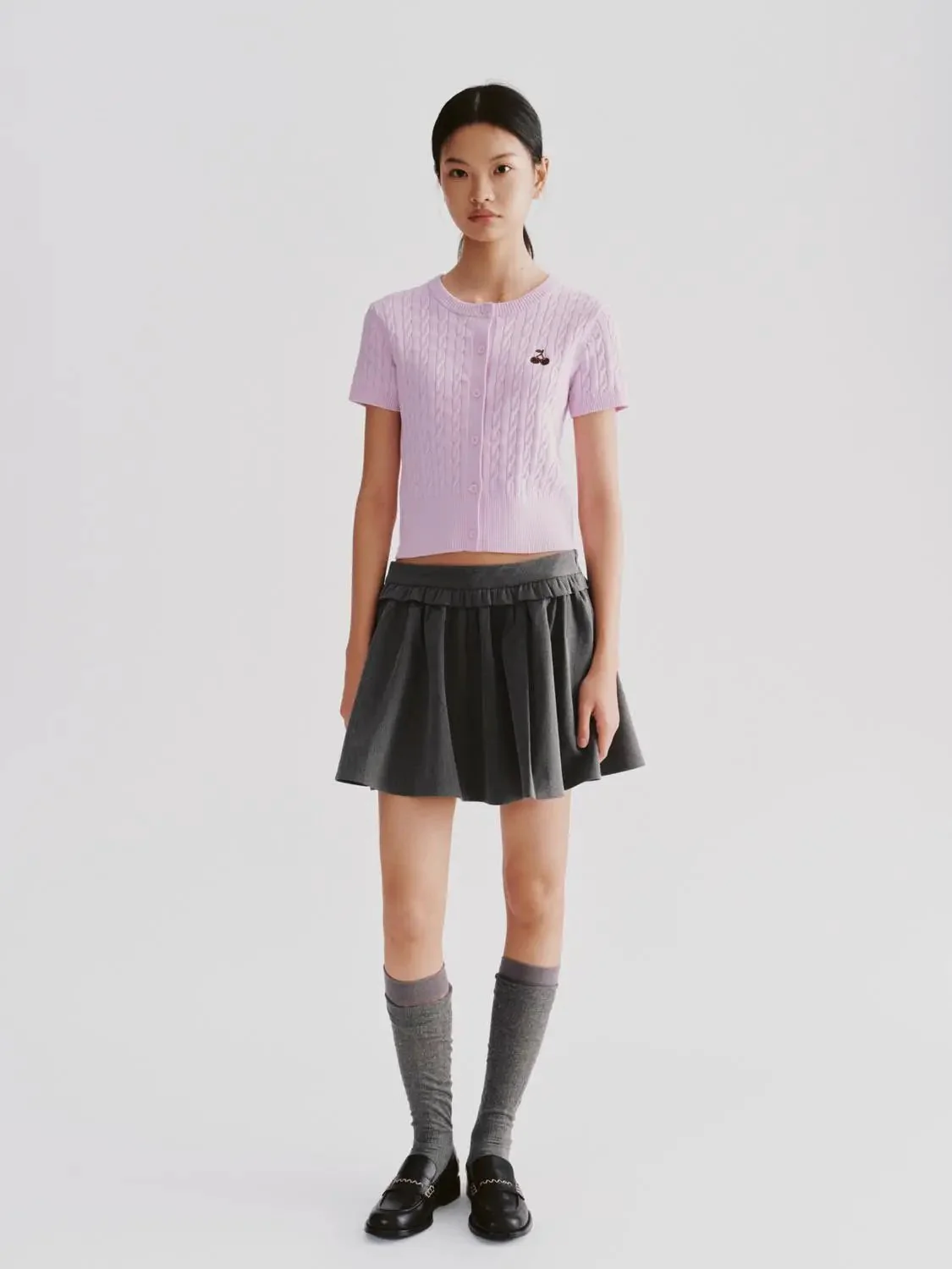 13654-lavender-cotton-cable-knit-short-sleeve-cardigans-4.webp Lavender Cotton Cable Knit Short Sleeve Cardigans