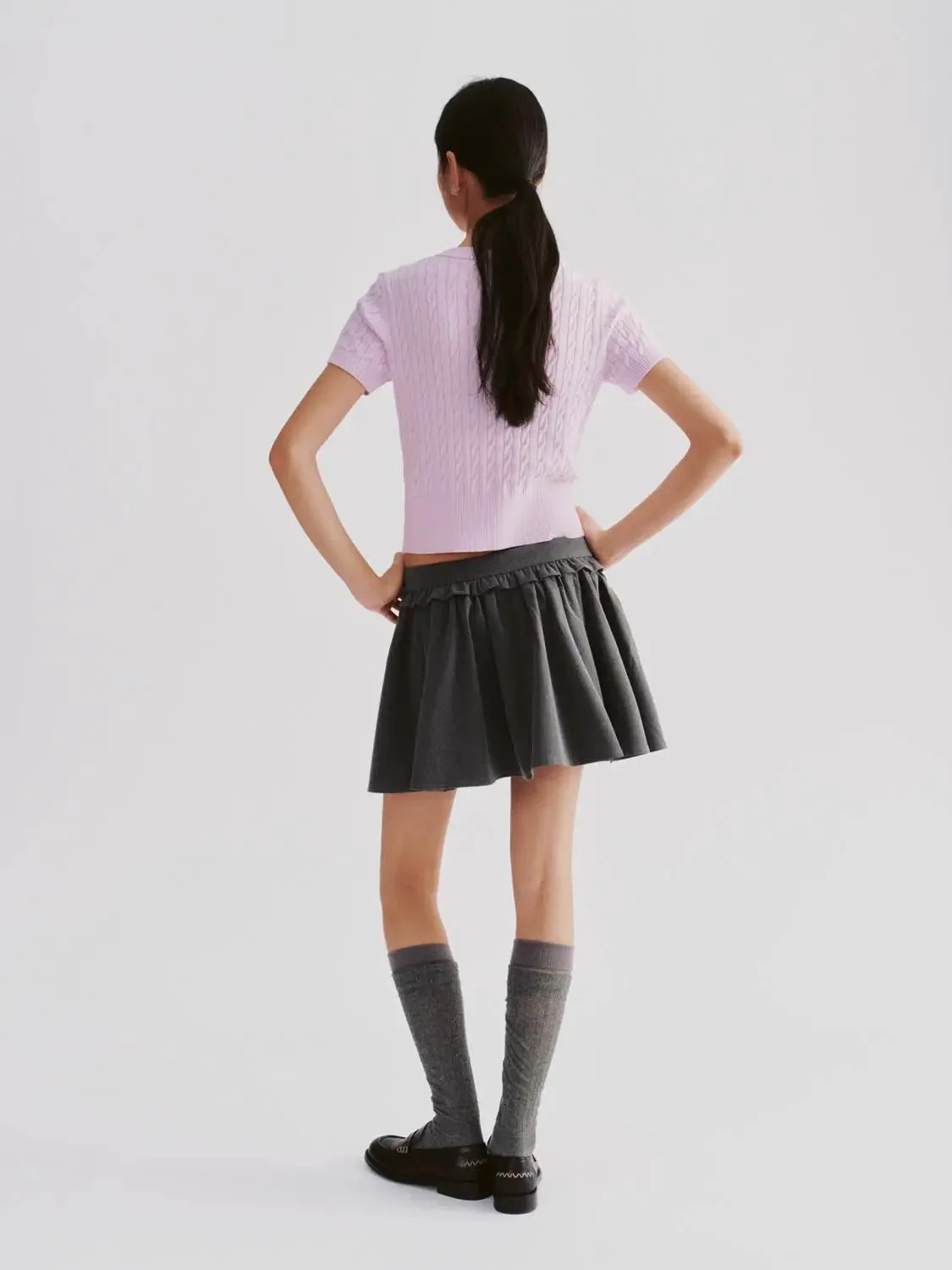 13654-lavender-cotton-cable-knit-short-sleeve-cardigans-6.webp Lavender Cotton Cable Knit Short Sleeve Cardigans