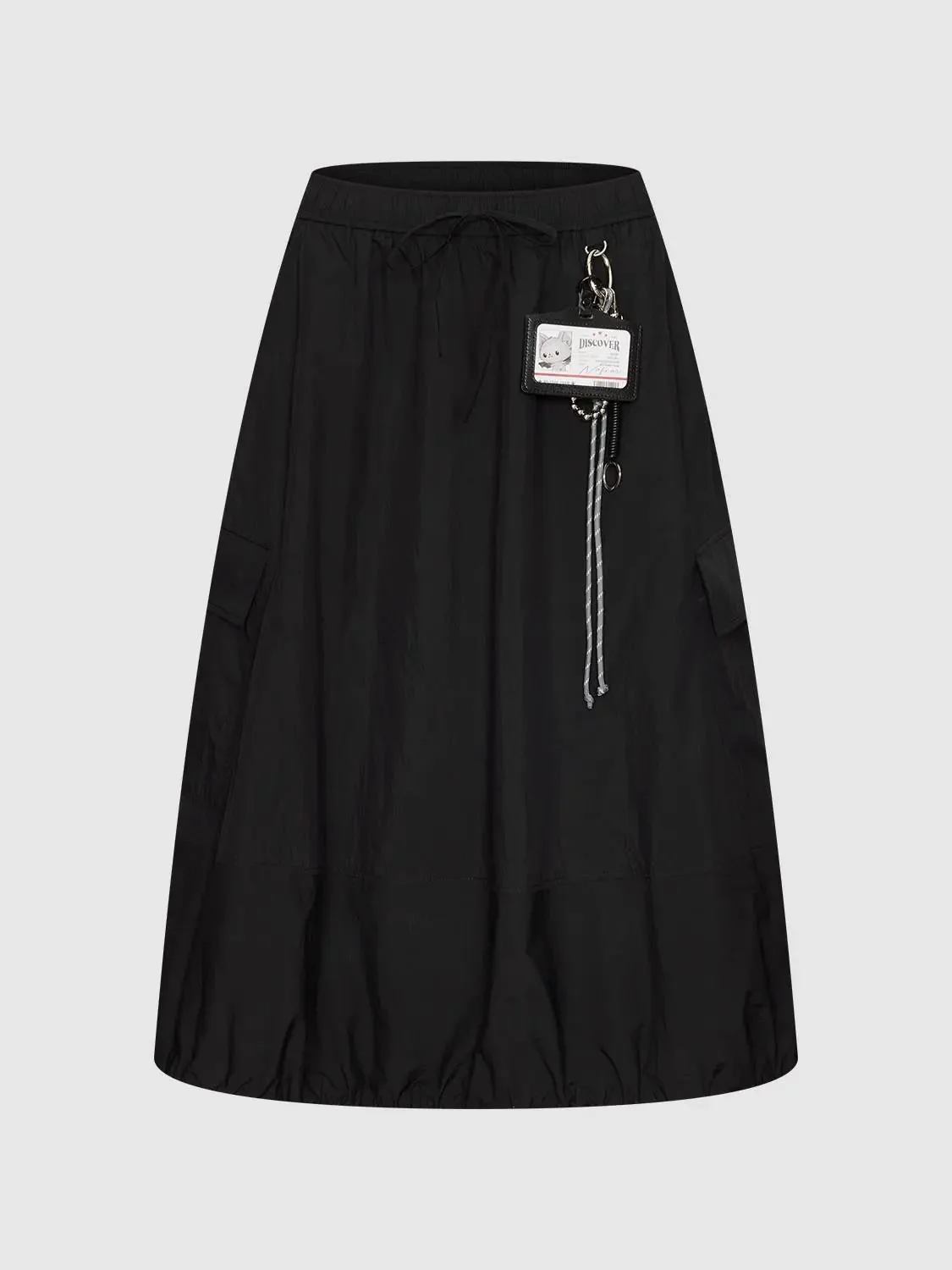 Drawstring Pull On A-Line Midi Skirts