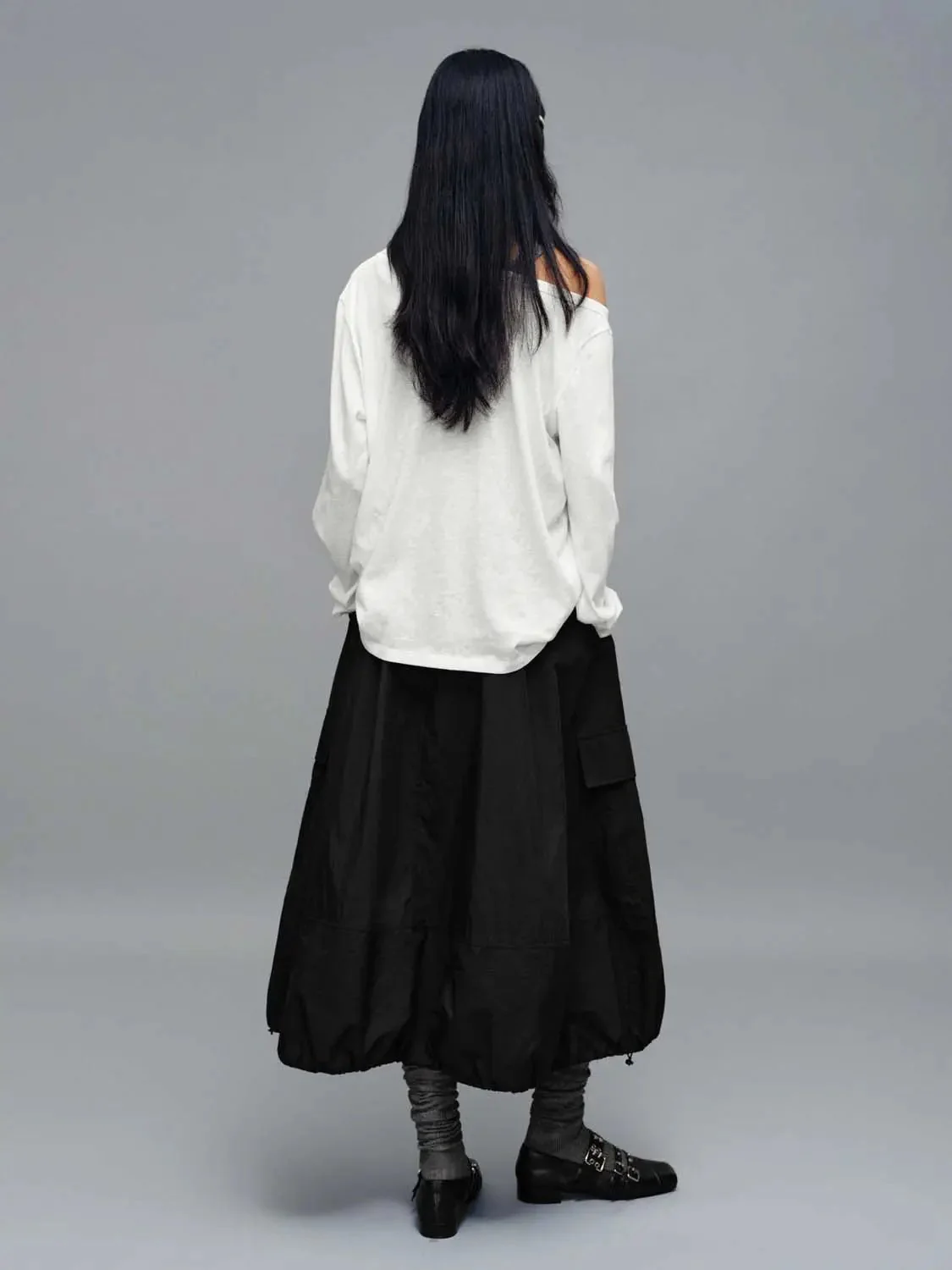 Drawstring Pull On A-Line Midi Skirts