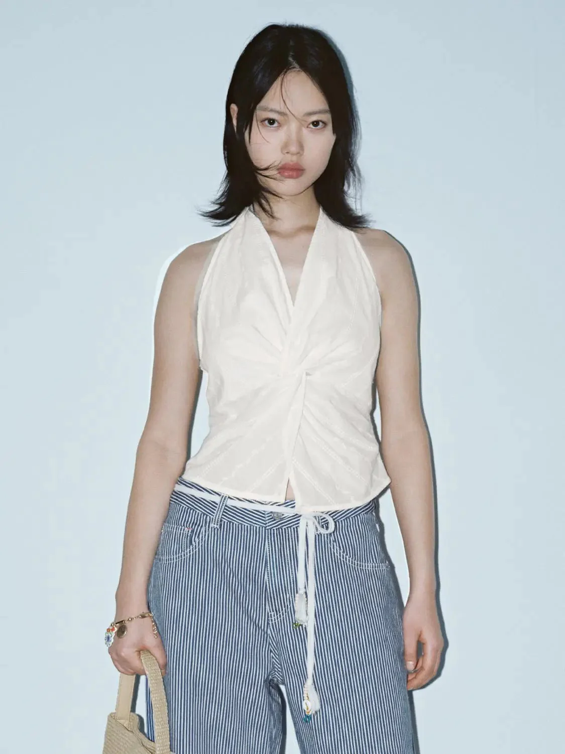 13714-white-cotton-embroidered-knot-front-cami-tops-1.webp White Cotton Embroidered Knot-Front Cami Tops