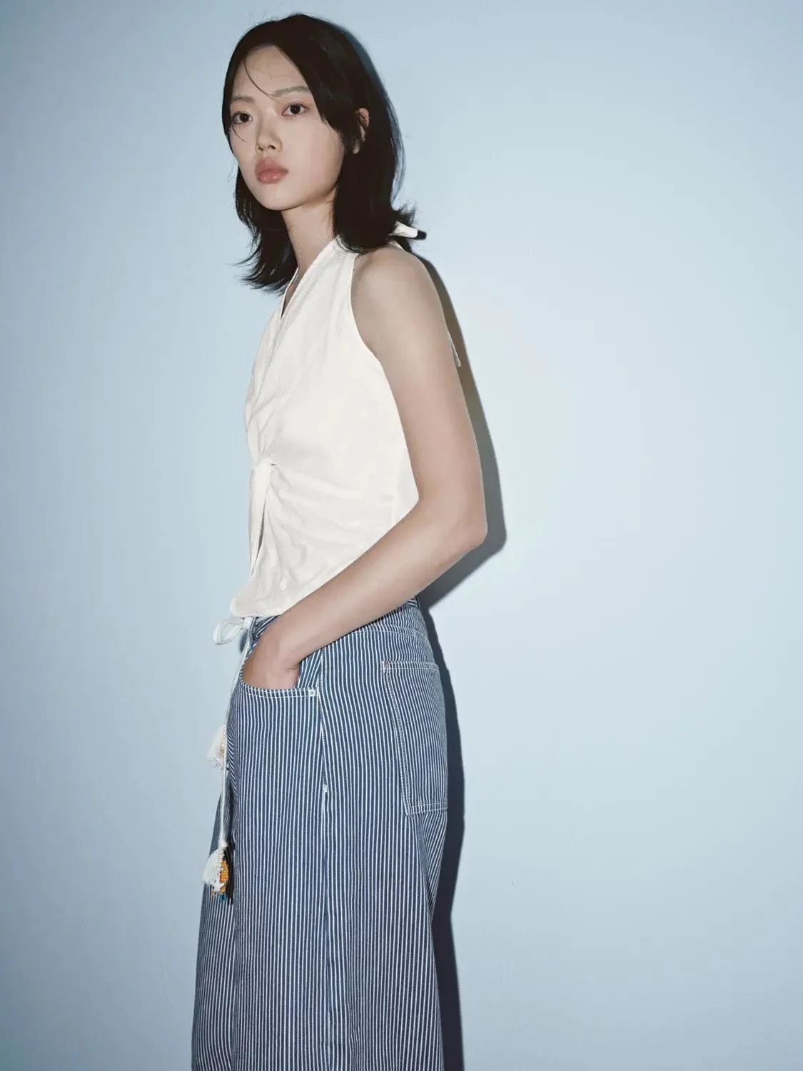 13714-white-cotton-embroidered-knot-front-cami-tops-2.webp White Cotton Embroidered Knot-Front Cami Tops