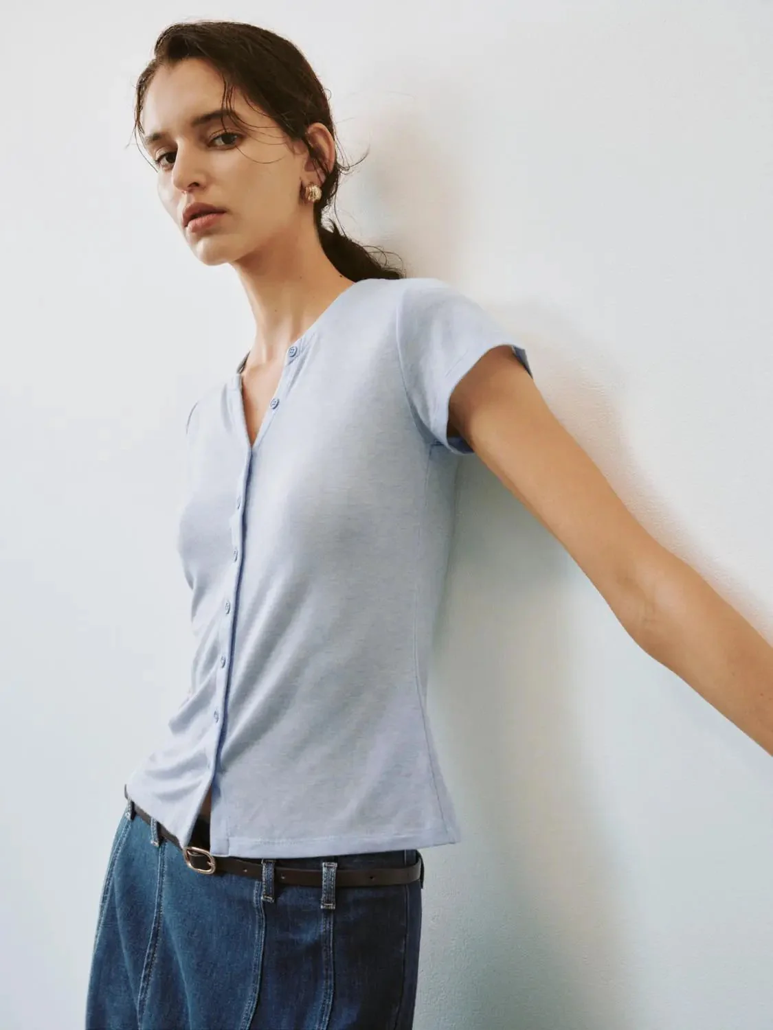 13727-cotton-knit-button-detail-short-sleeve-t-shirts-10.webp Cotton Knit Button Detail Short Sleeve T-Shirts