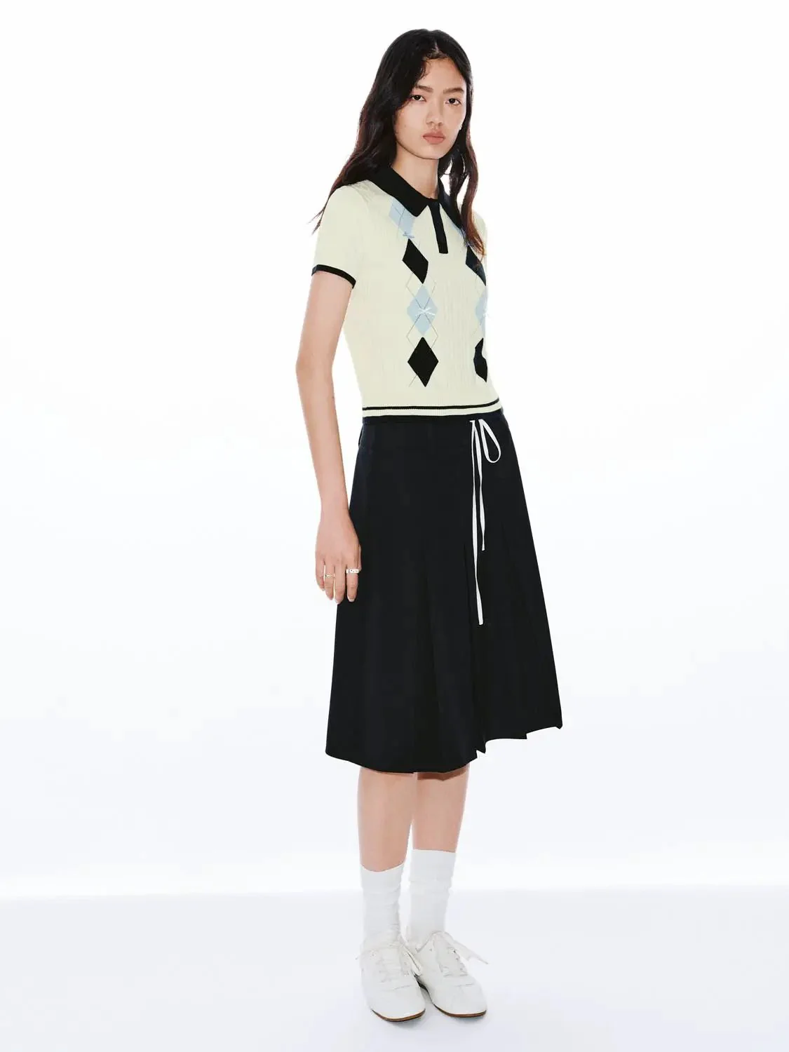 13743-argyle-detail-cotton-knit-polo-neck-short-sleeve-t-shirts-5.webp Argyle Detail Cotton Knit Polo Neck Short Sleeve T-Shirts
