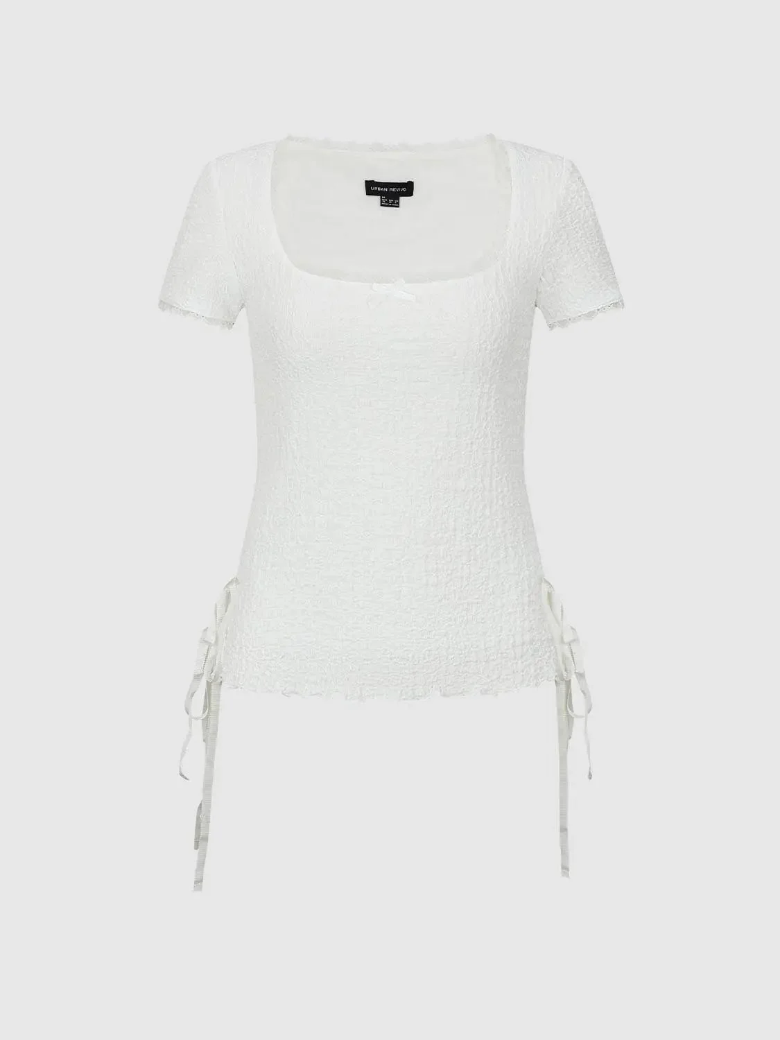 13749-textured-knit-square-neck-ruffle-bow-t-shirts-7.webp Textured Knit Square Neck Ruffle Bow T-Shirts