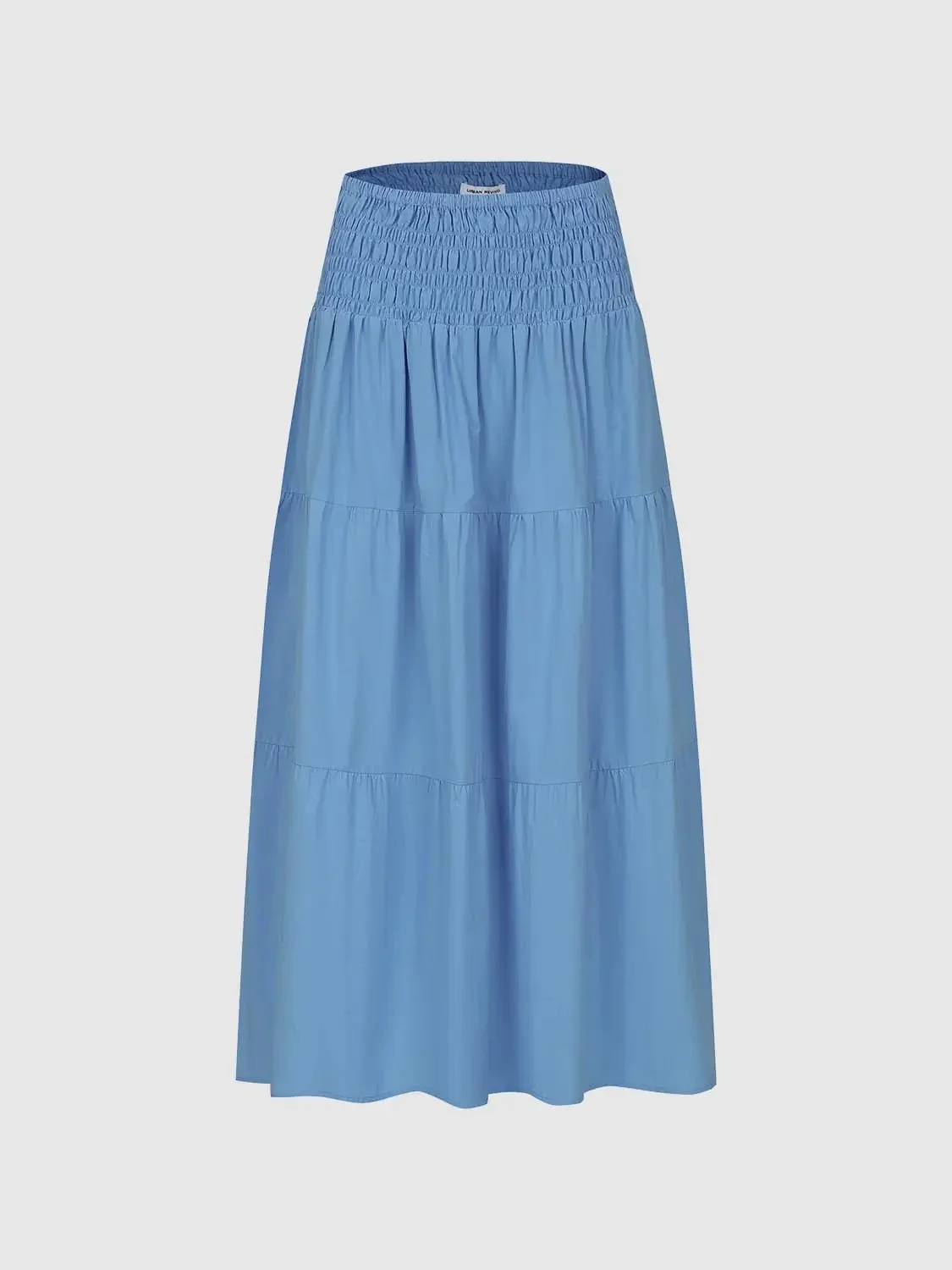 13754-elegant-shirred-cotton-tiered-pull-on-a-line-midi-skirts-4.webp Elegant Shirred Cotton Tiered Pull-On A-Line Midi Skirts