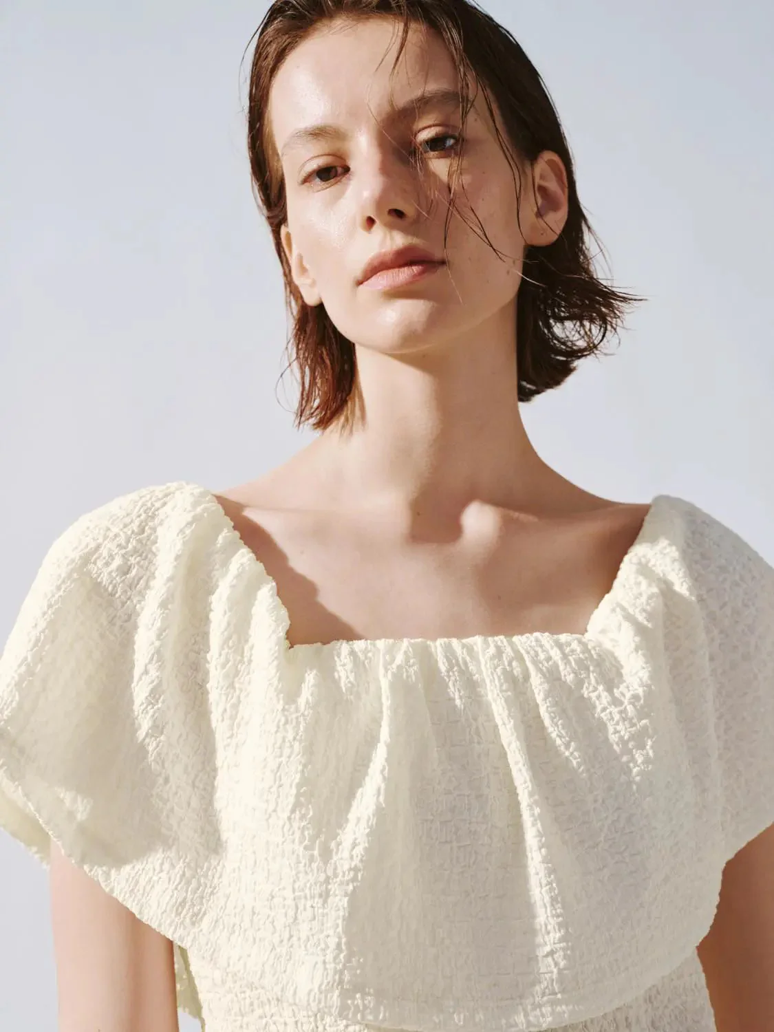 Foldover One Shoulder Overhead Shirts With Slight Stretch Fabric