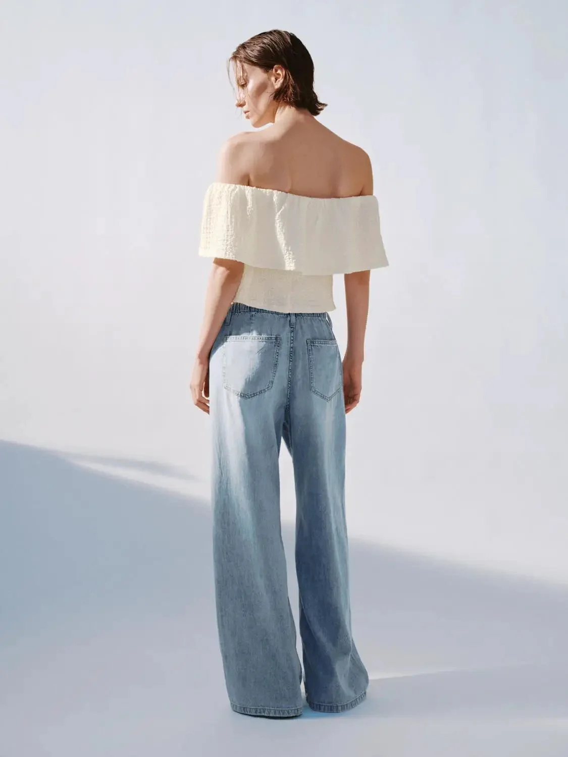 Foldover One Shoulder Overhead Shirts With Slight Stretch Fabric