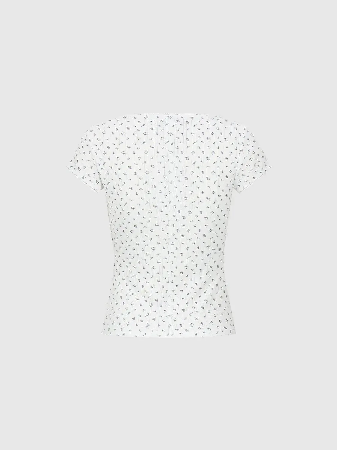 Floral Printed Button Detail Skinny Fit T-Shirts