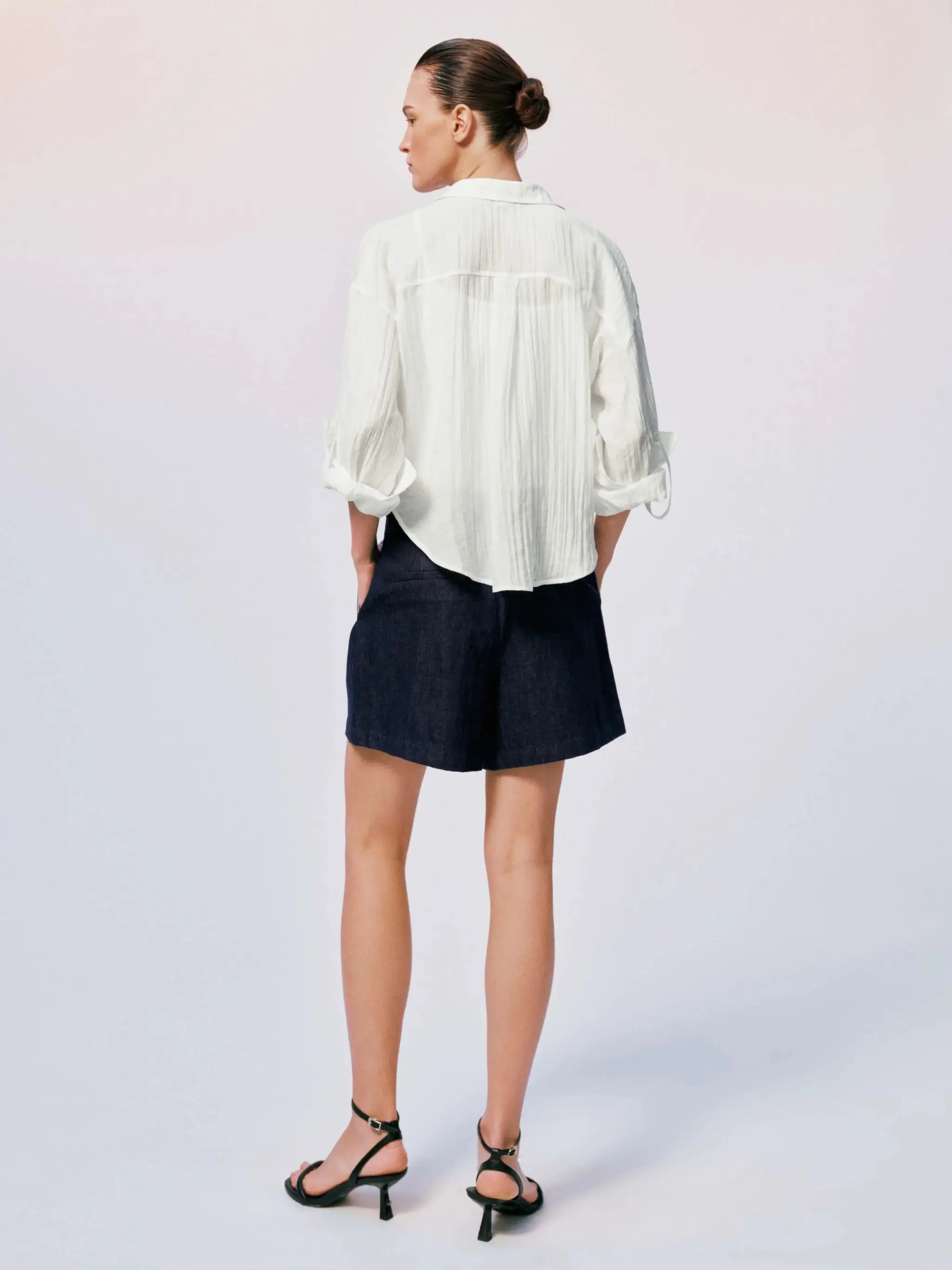 Knot Hem Shirring Detail Overhead Shirts Casual Style