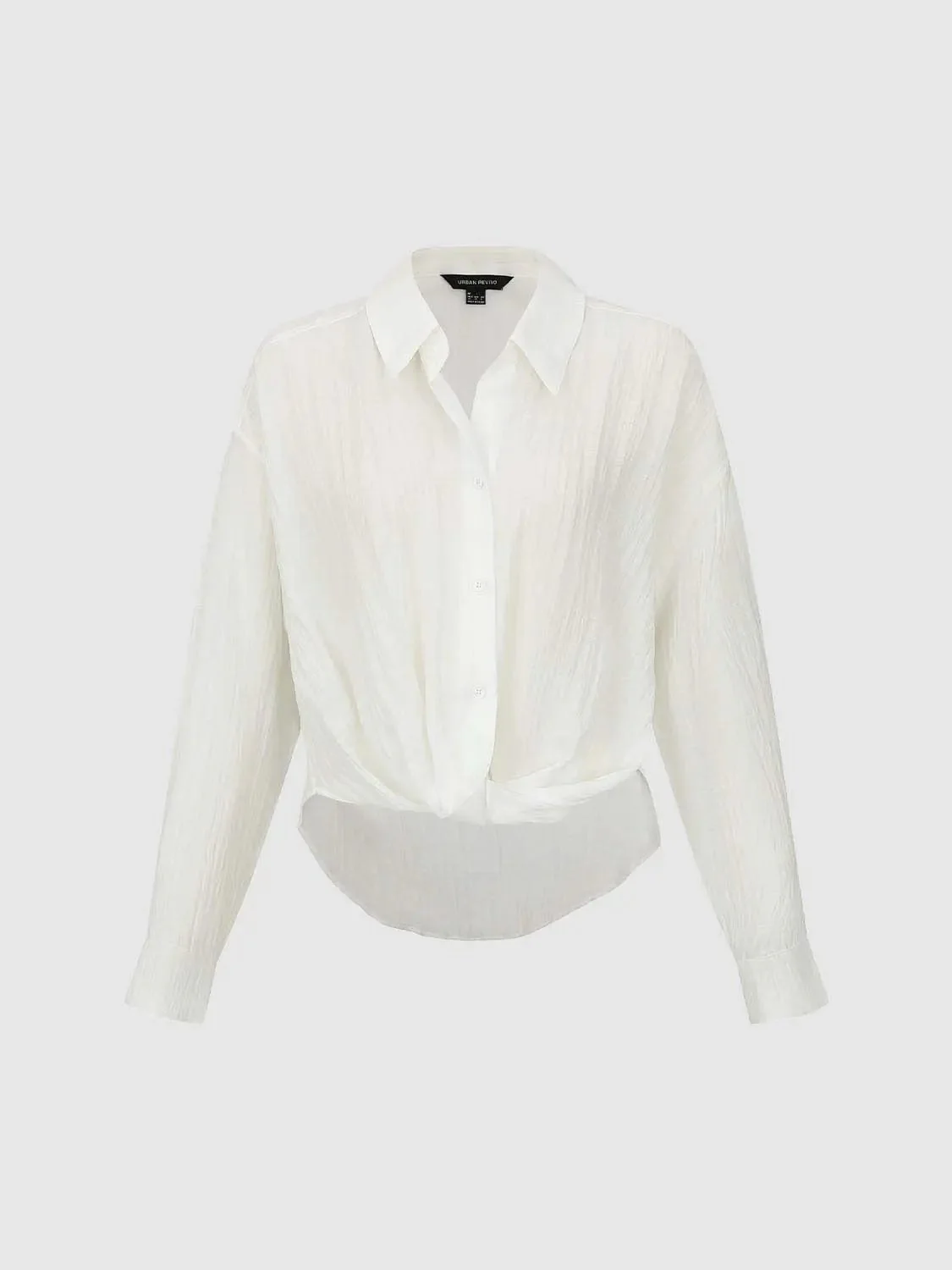 Knot Hem Shirring Detail Overhead Shirts Casual Style