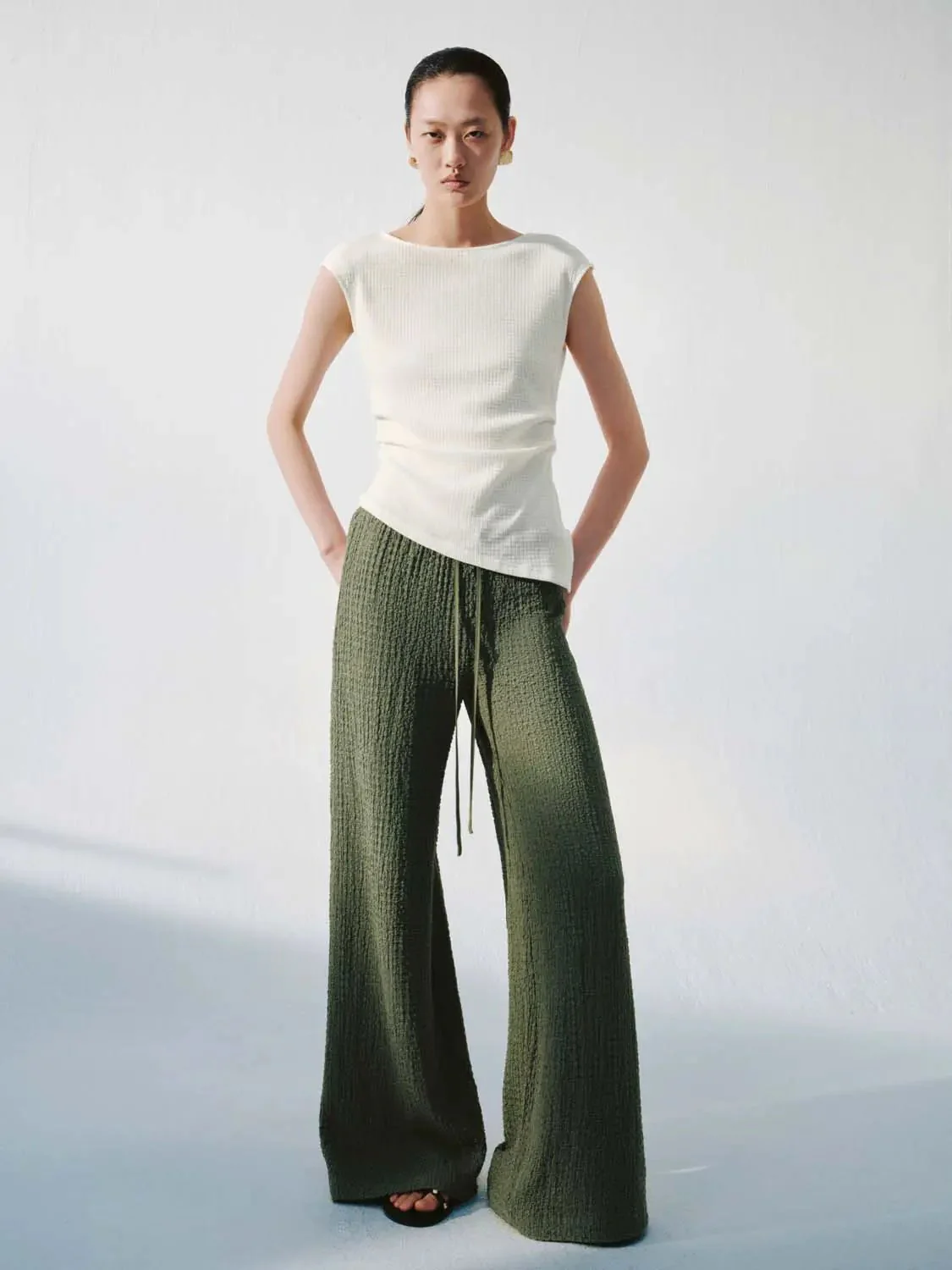 13882-asymmetric-ruched-cap-sleeve-knit-t-shirts-6.webp Asymmetric Ruched Cap Sleeve Knit T Shirts