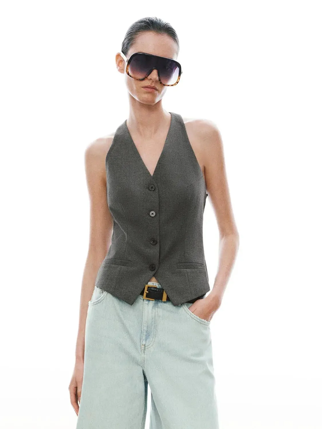 V-Neck Sleeveless Tailored Vests