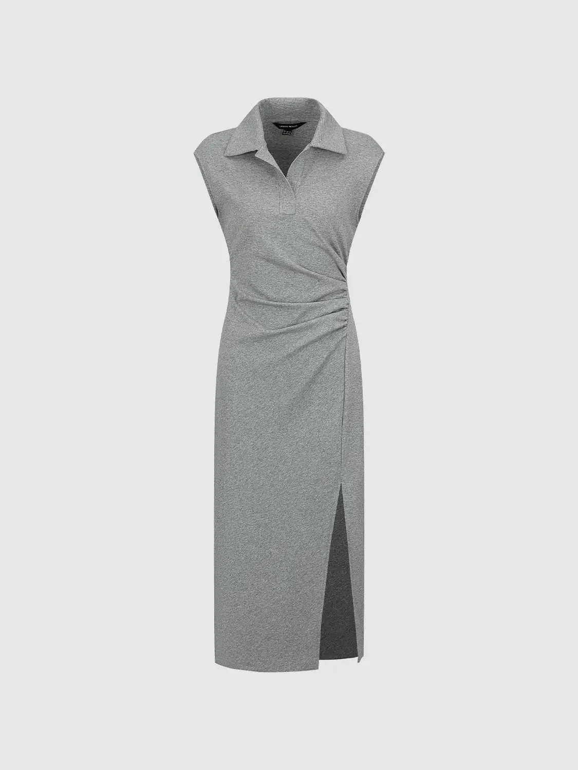 1401-olive-crepe-polo-neck-sleeveless-draped-midi-dresses-4.webp Olive Crepe Polo Neck Sleeveless Draped Midi Dresses