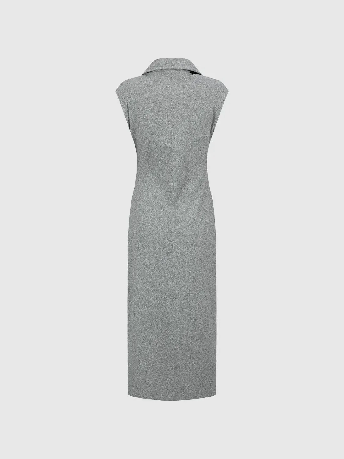 1401-olive-crepe-polo-neck-sleeveless-draped-midi-dresses-5.webp Olive Crepe Polo Neck Sleeveless Draped Midi Dresses