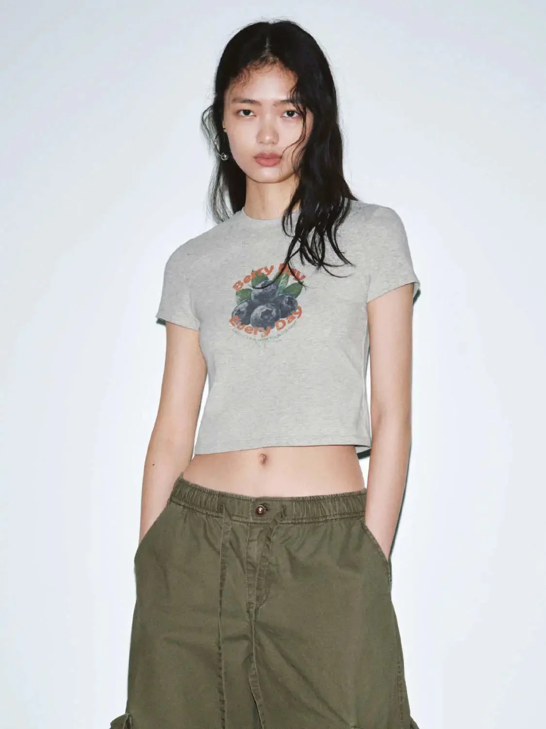 Cotton Blueberry Graphic Slim Fit T Shirt