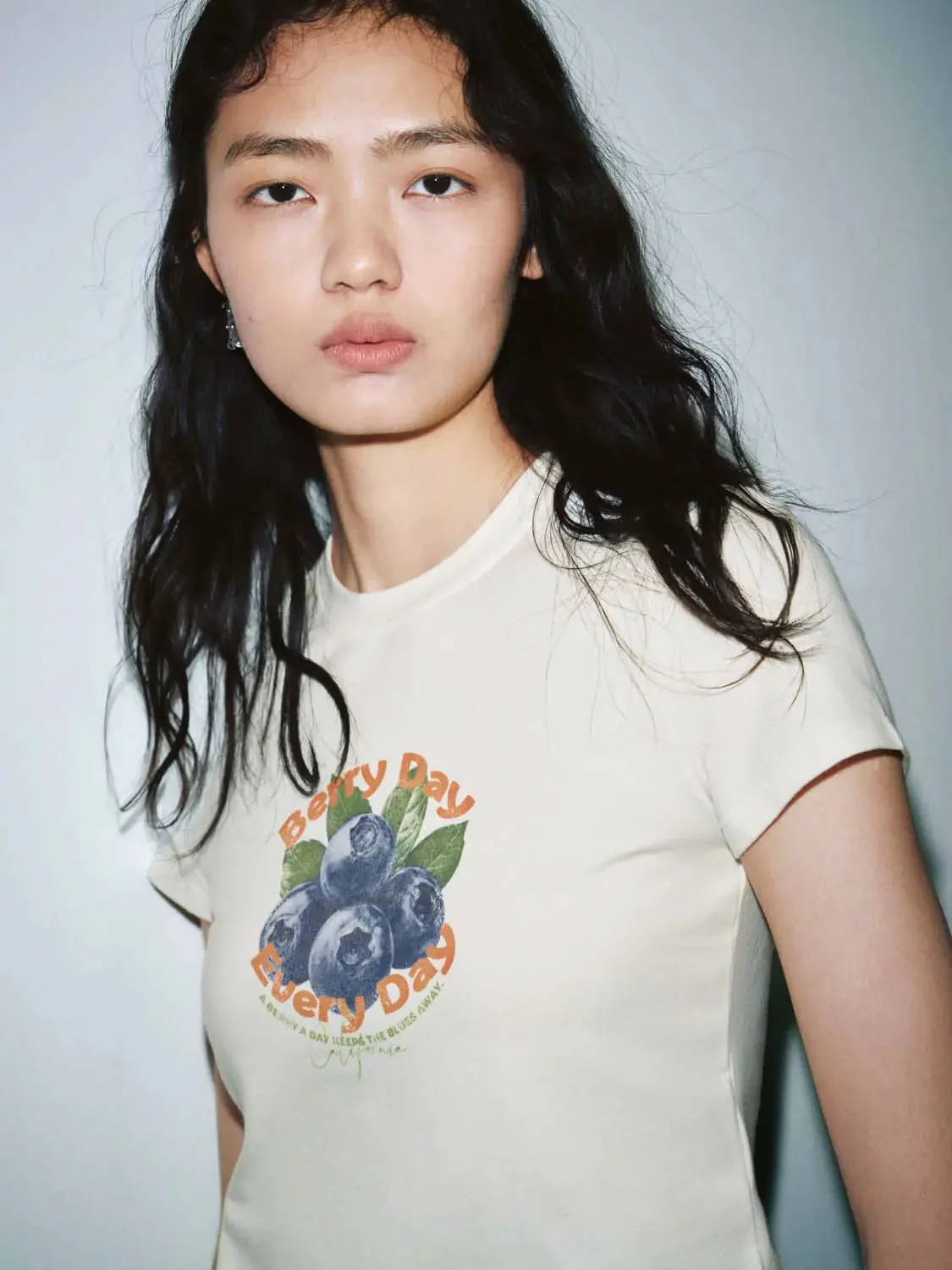 Cotton Blueberry Graphic Slim Fit T Shirt