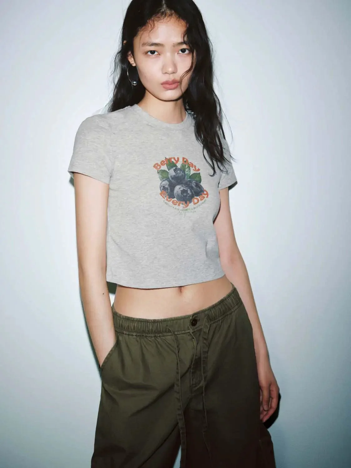 Cotton Blueberry Graphic Slim Fit T Shirt