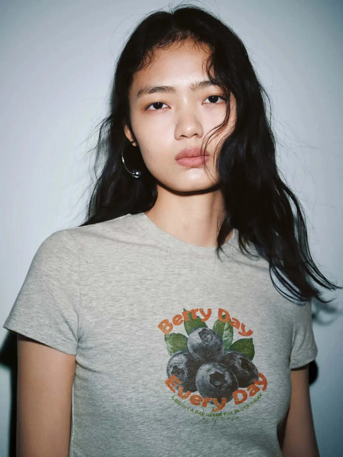 Cotton Blueberry Graphic Slim Fit T Shirt