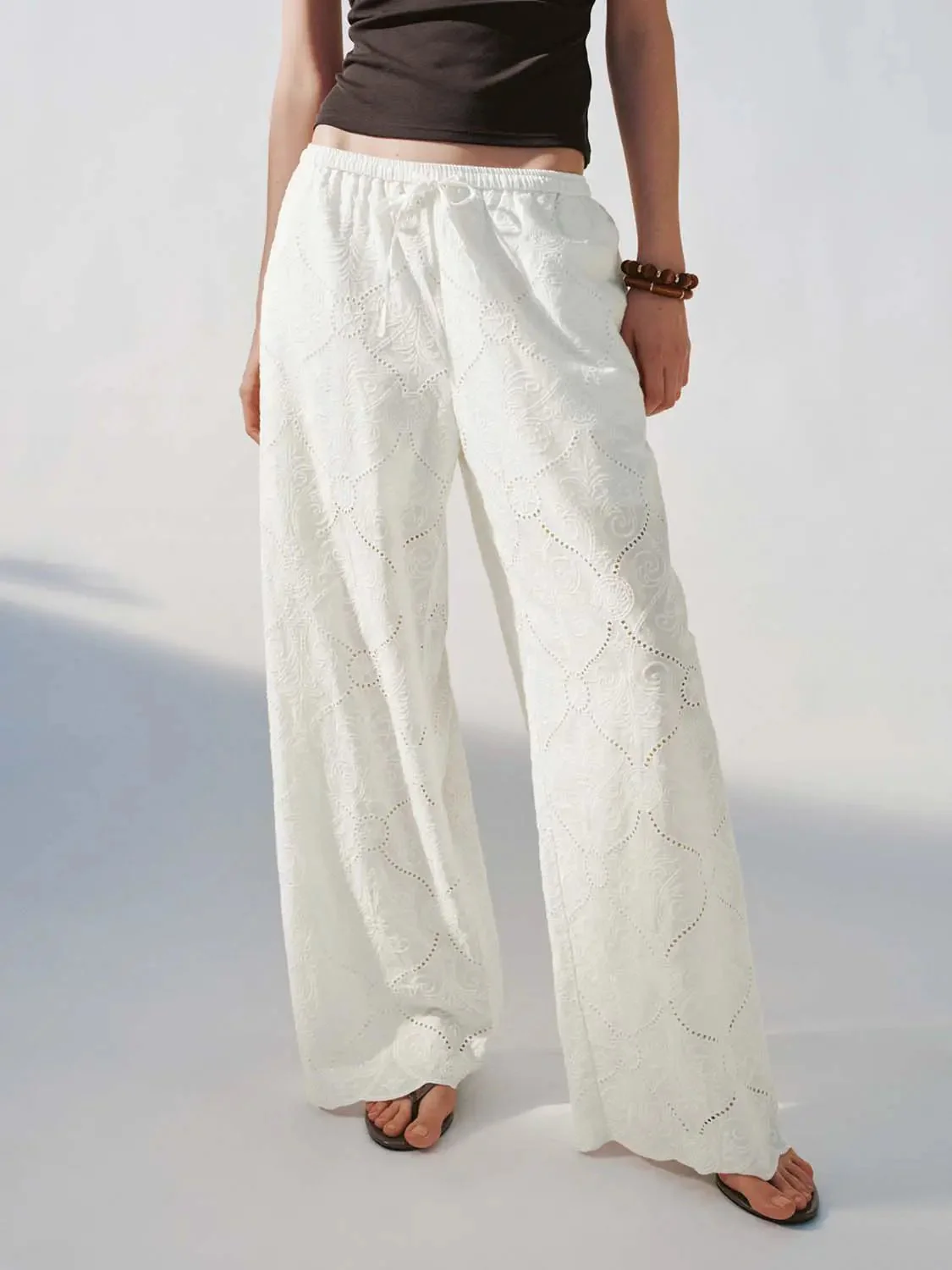 14154-drawstring-guipure-embroidered-cotton-wide-leg-pants-1.webp Drawstring Guipure Embroidered Cotton Wide Leg Pants