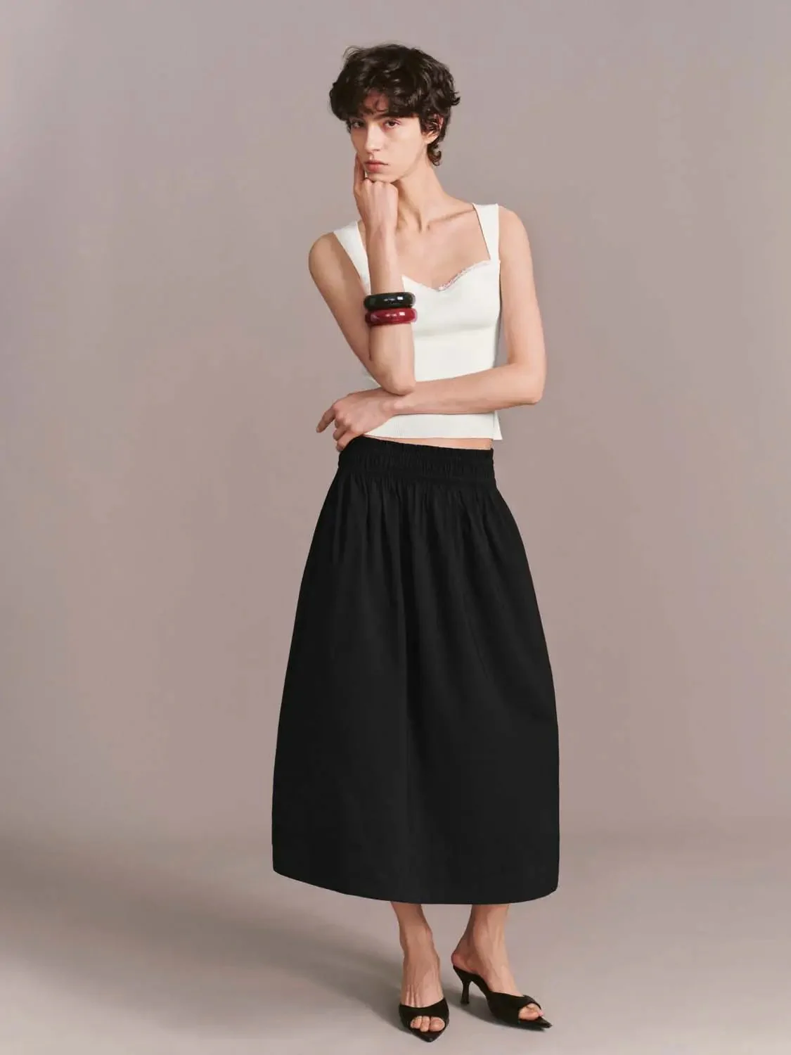 Square Neck Lace Trim Sleeveless Knit Top