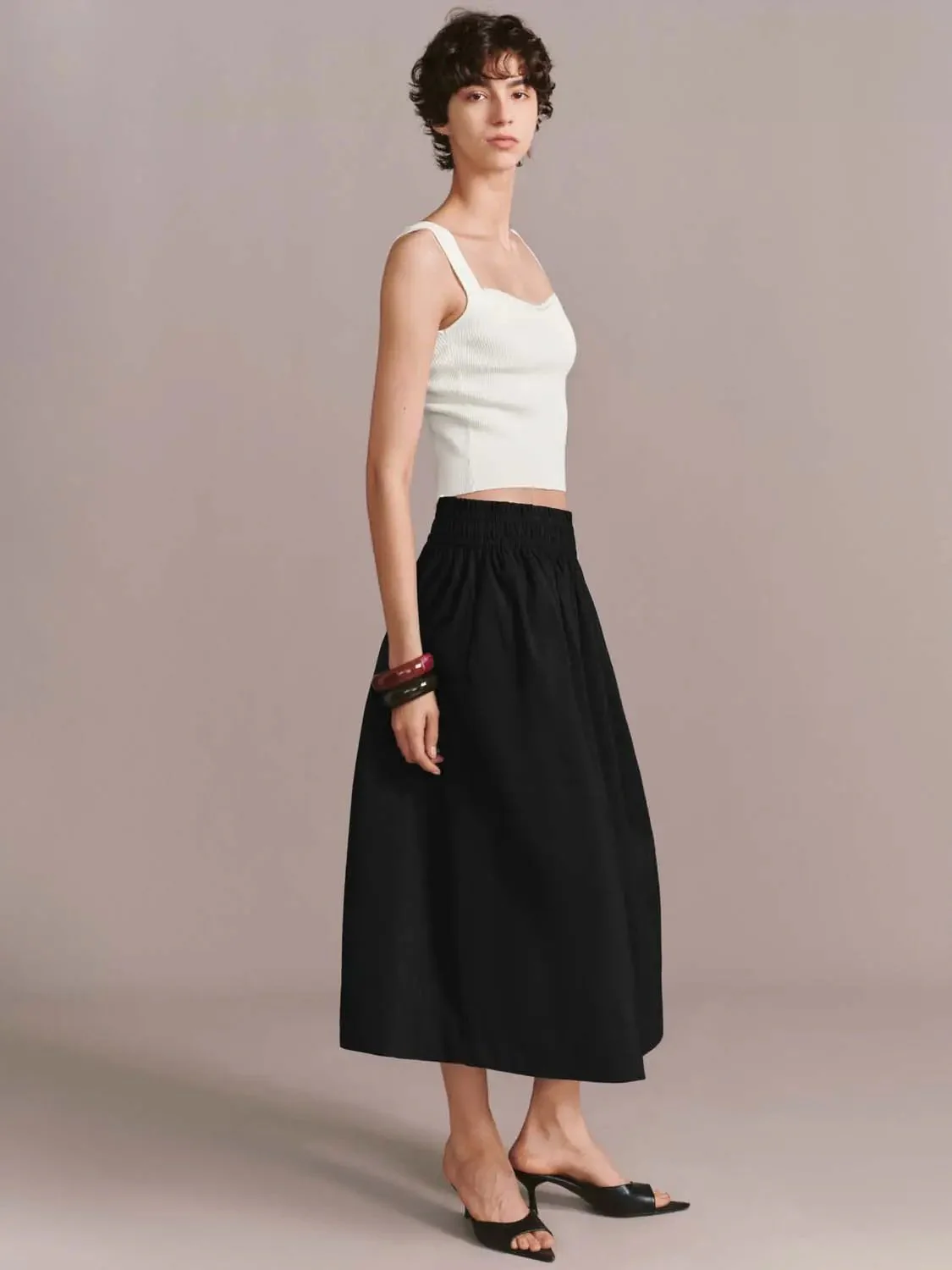 Square Neck Lace Trim Sleeveless Knit Top
