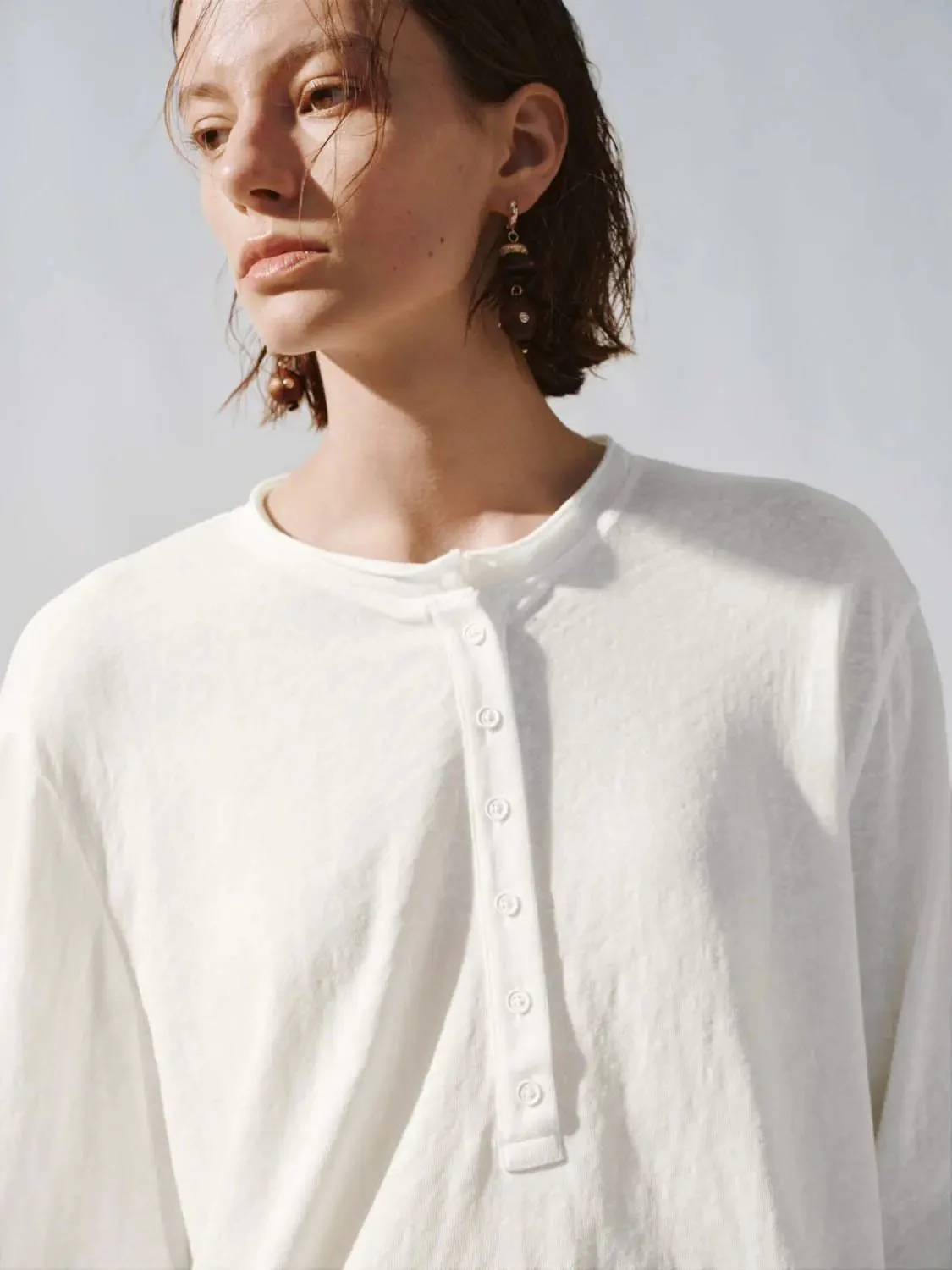 14194-cotton-blend-henley-neck-long-sleeve-lace-cuff-t-shirts-3.webp Cotton Blend Henley Neck Long Sleeve Lace Cuff T Shirts