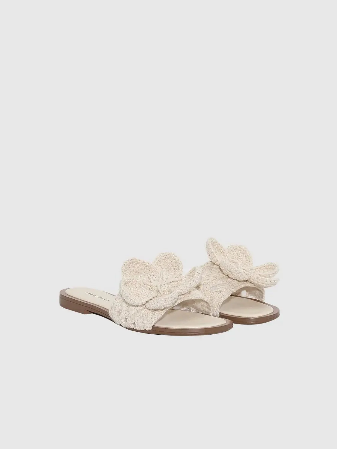 Textile Upper Floral Crochet Embellished Slippers