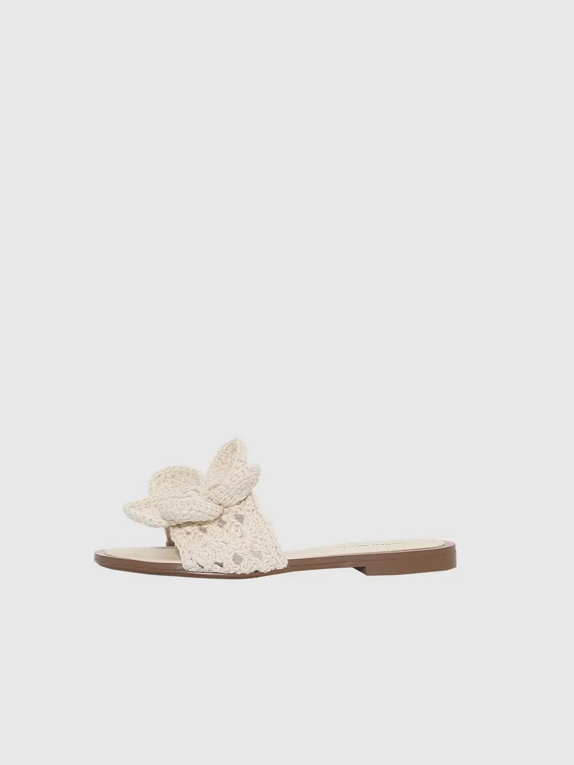 Textile Upper Floral Crochet Embellished Slippers