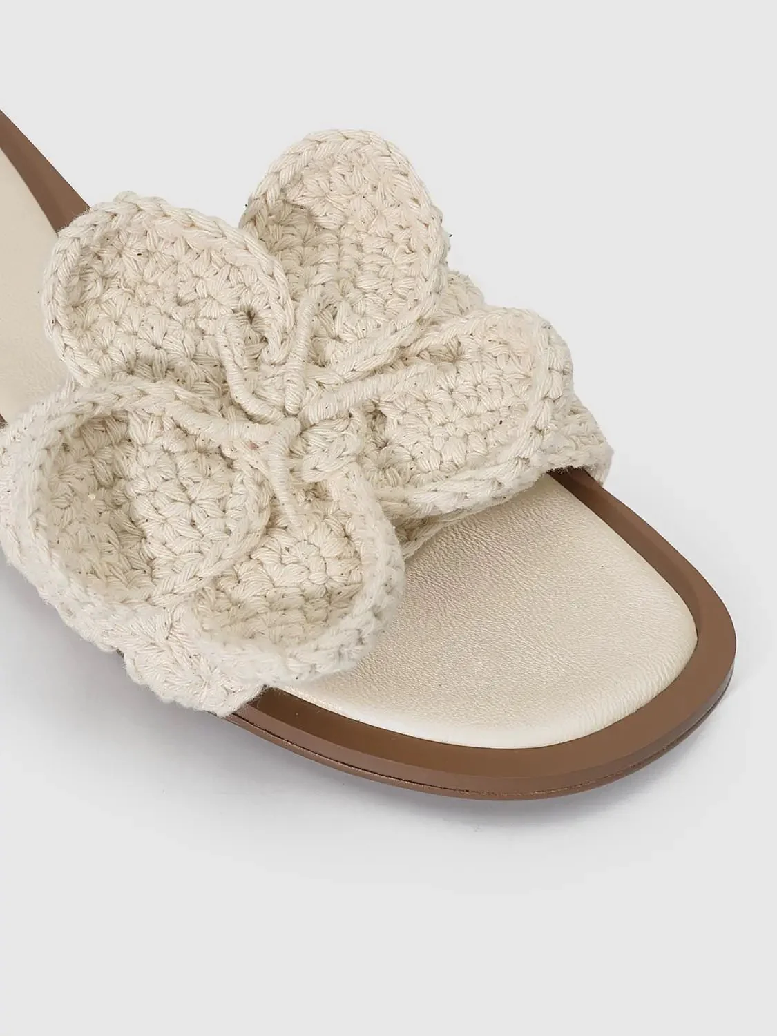 Textile Upper Floral Crochet Embellished Slippers
