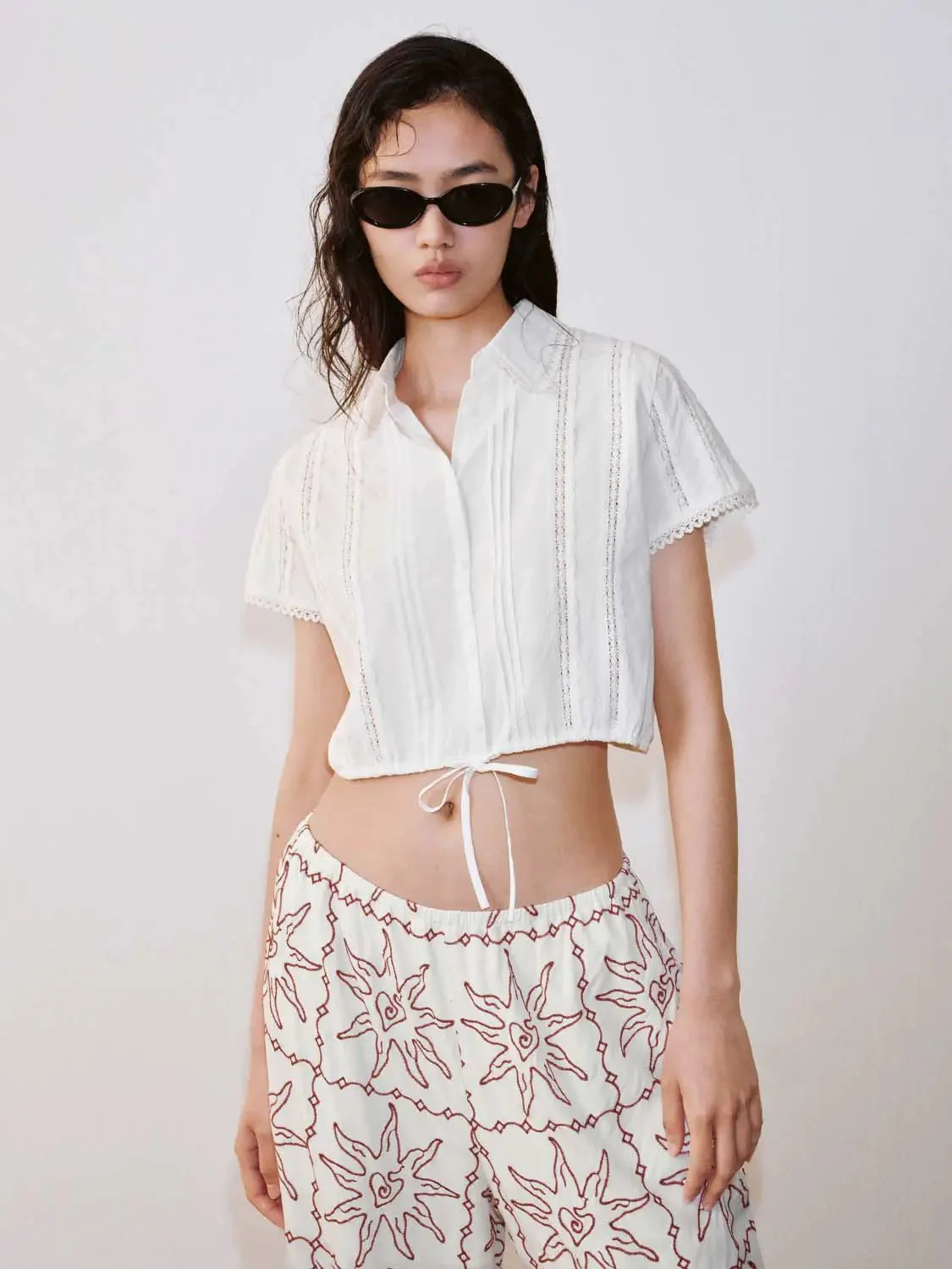 Cotton Crochet Detail Shirt