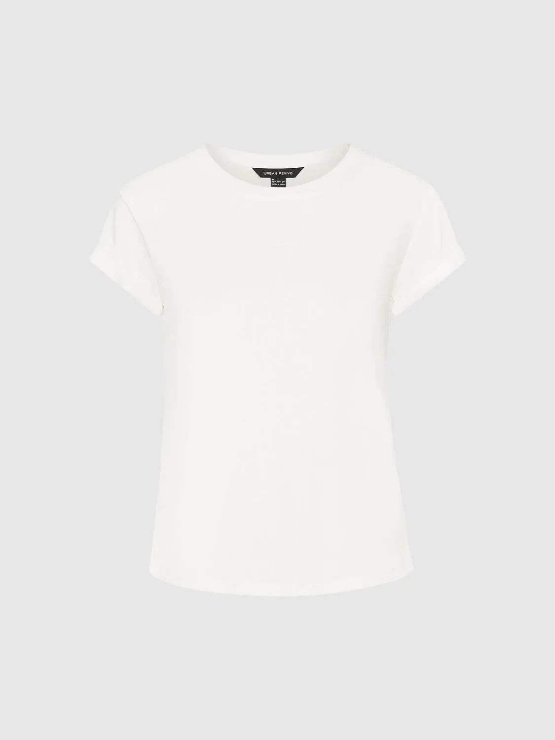Embroidered Roll Sleeve Crew Neck T Shirts